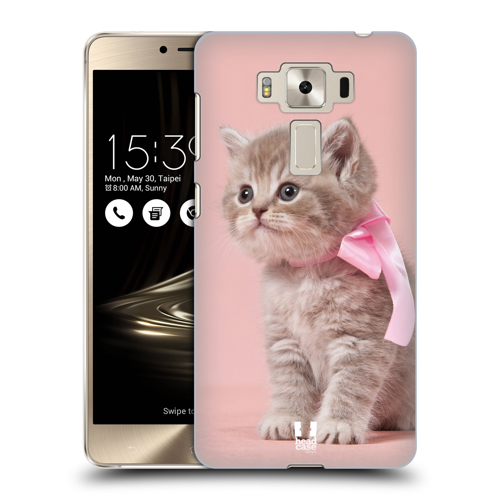 HEAD CASE plastový obal na mobil Asus Zenfone 3 DELUXE ZS550KL vzor Kočičky koťata foto kotě s růžovou mašlí