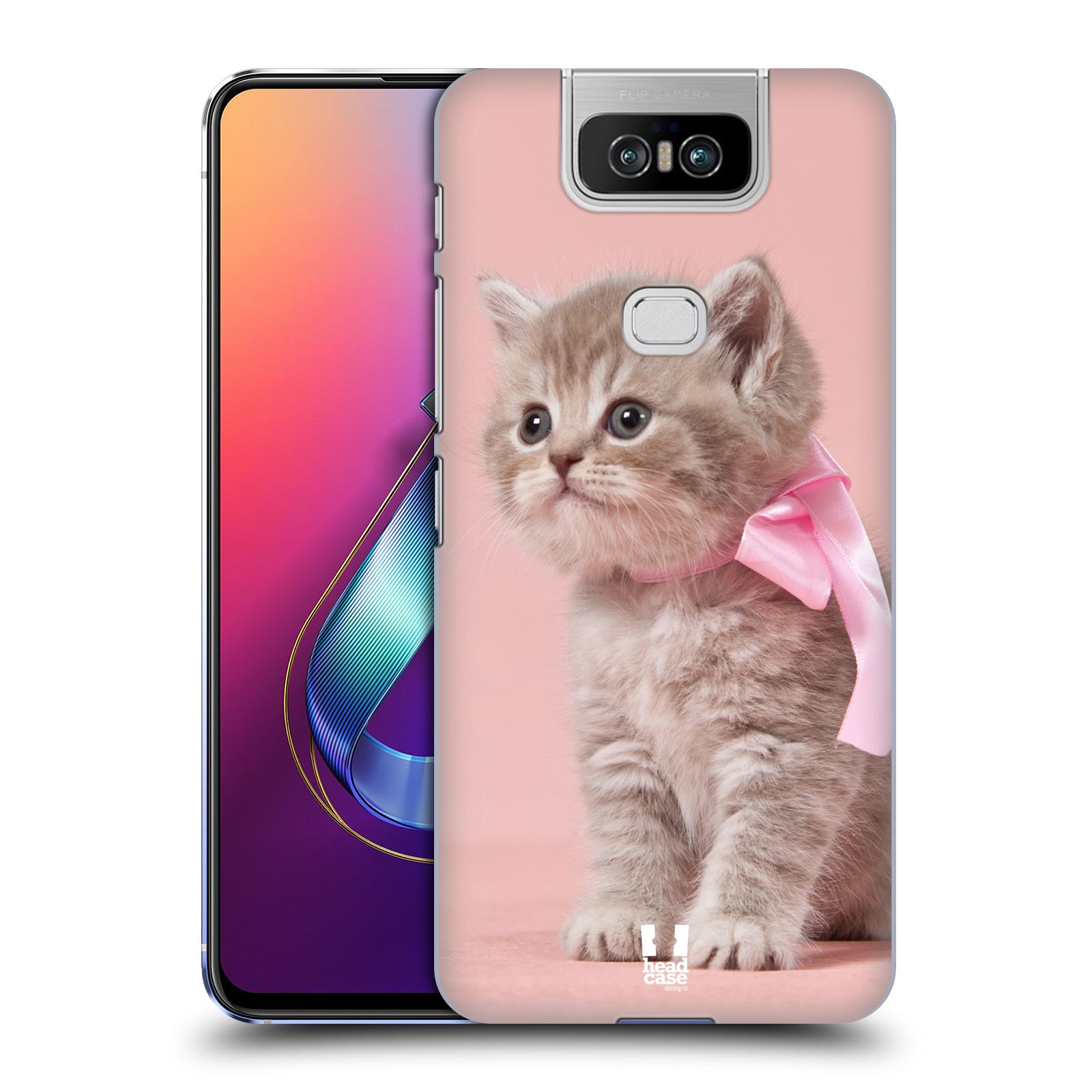 Pouzdro na mobil Asus Zenfone 6 ZS630KL - HEAD CASE - vzor Kočičky koťata foto kotě s růžovou mašlí