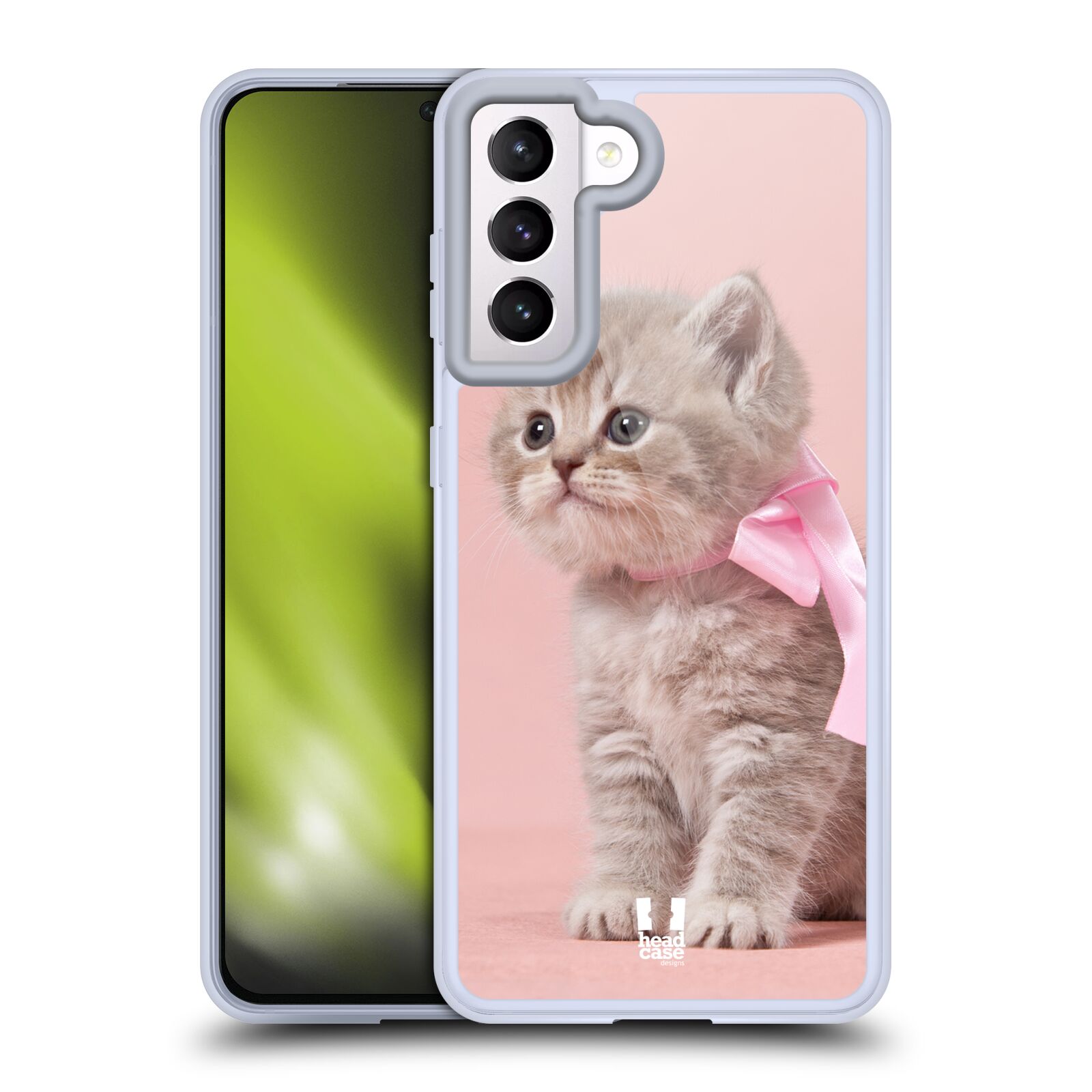 Plastový obal HEAD CASE na mobil Samsung Galaxy S21 5G vzor Kočičky koťata foto kotě s růžovou mašlí