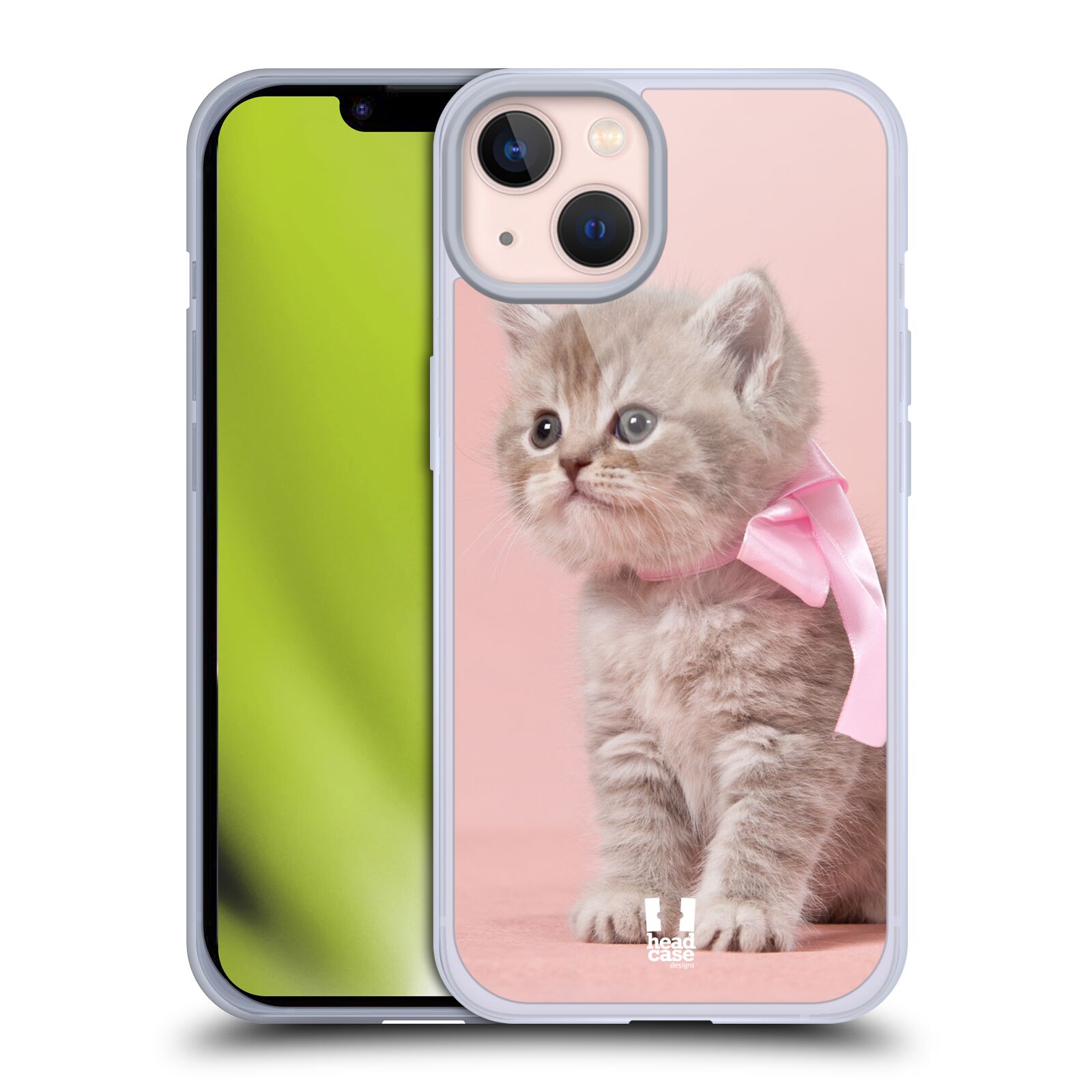 Plastový obal HEAD CASE na mobil Apple Iphone 13 vzor Kočičky koťata foto kotě s růžovou mašlí