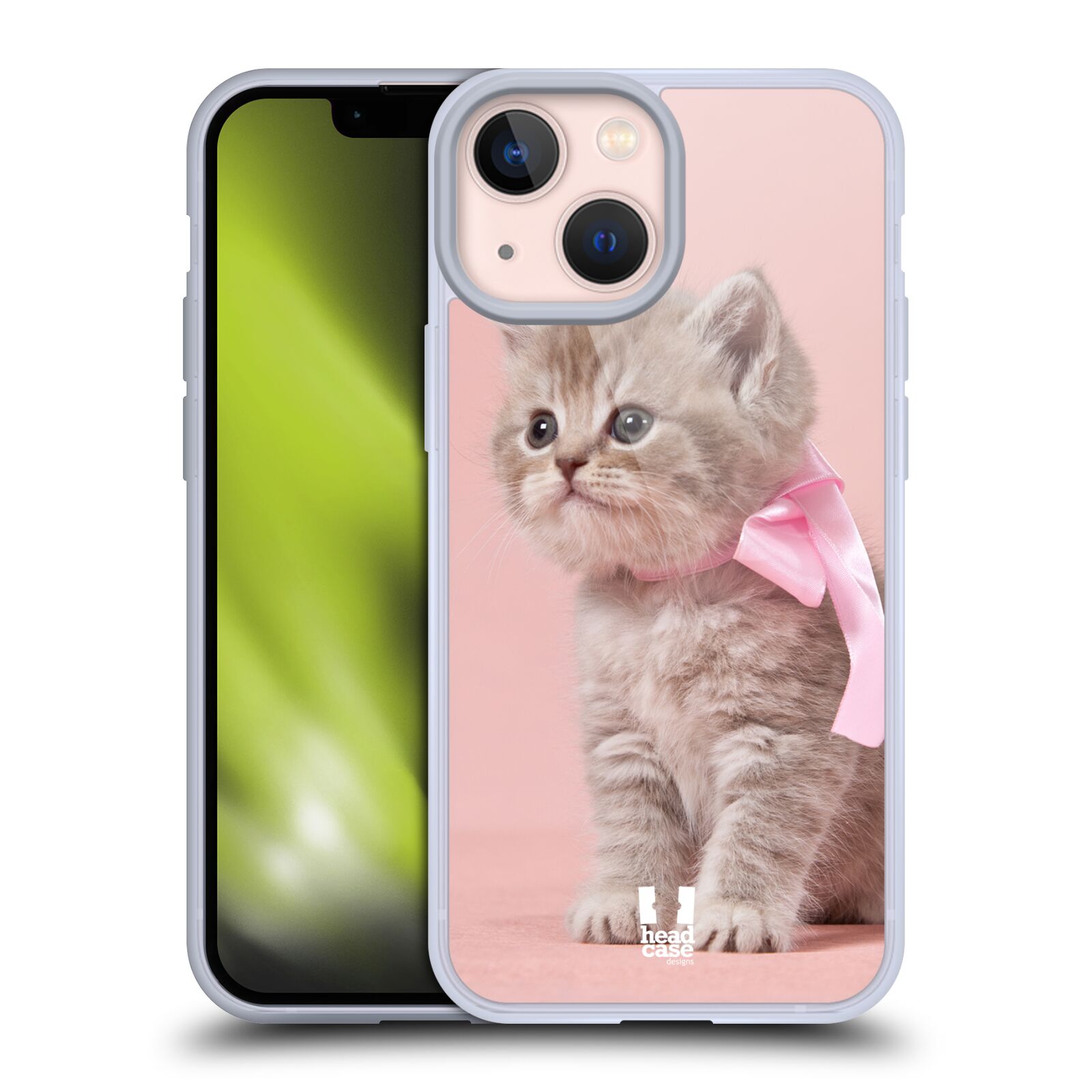 Plastový obal HEAD CASE na mobil Apple Iphone 13 MINI vzor Kočičky koťata foto kotě s růžovou mašlí