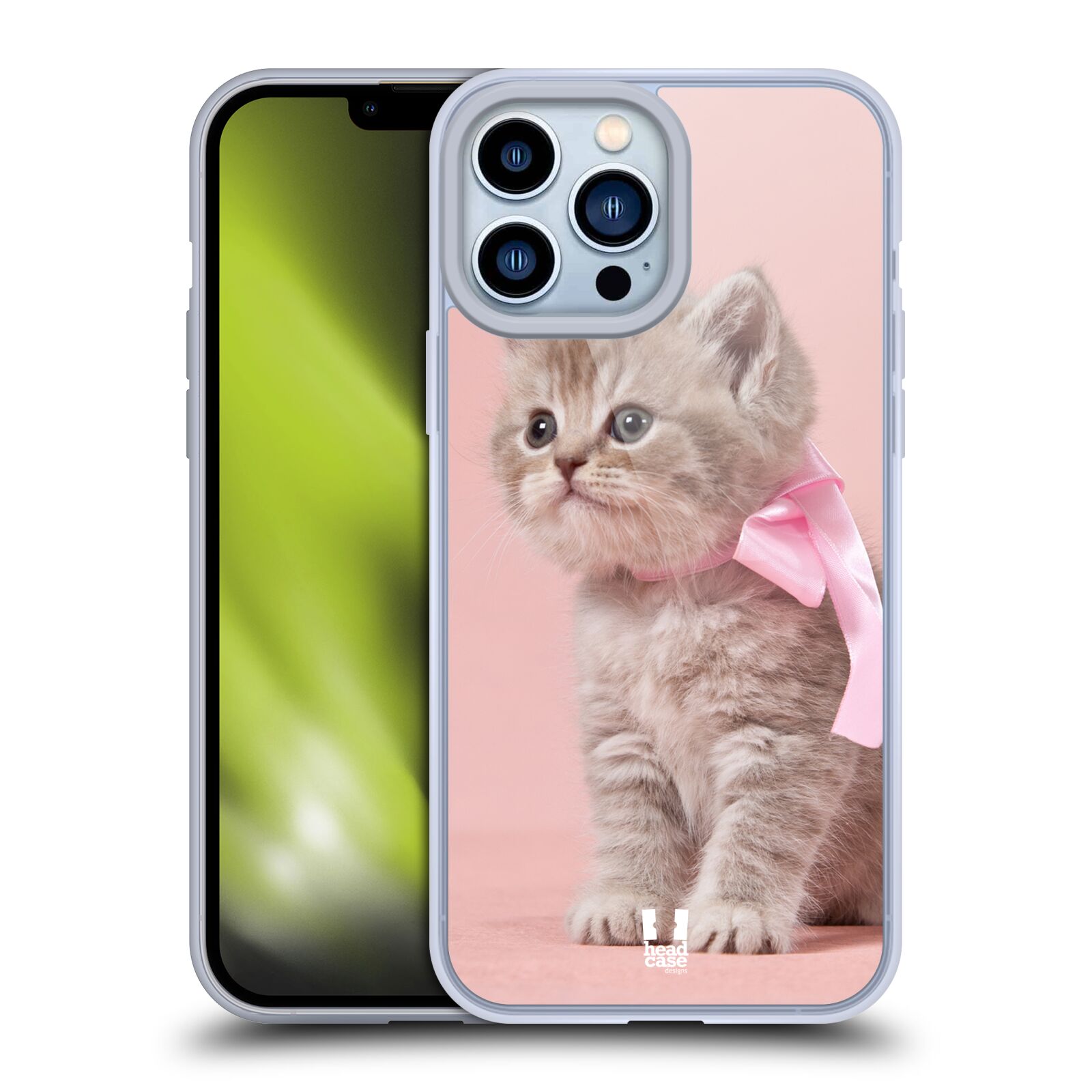 Plastový obal HEAD CASE na mobil Apple Iphone 13 PRO MAX vzor Kočičky koťata foto kotě s růžovou mašlí