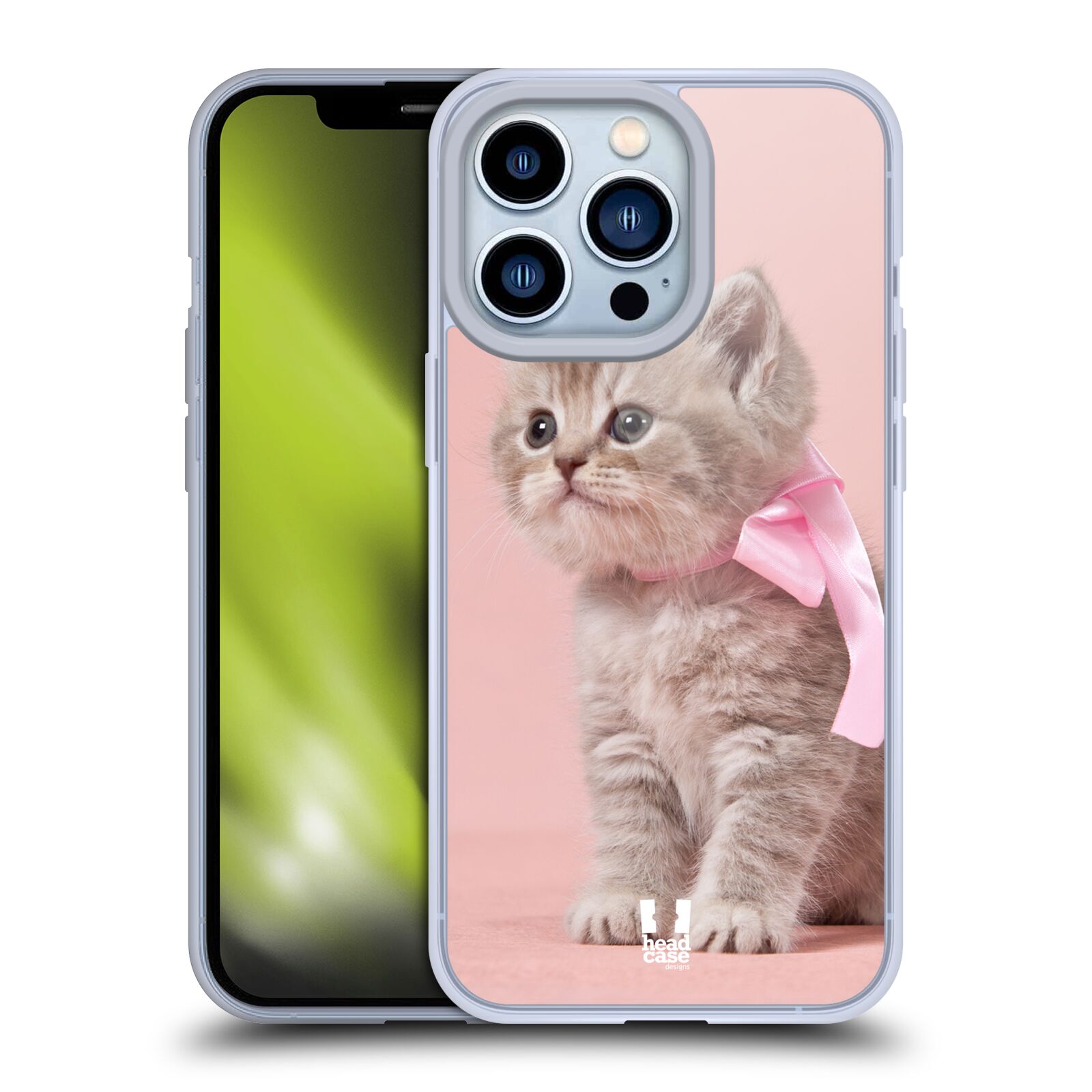 Plastový obal HEAD CASE na mobil Apple Iphone 13 PRO vzor Kočičky koťata foto kotě s růžovou mašlí