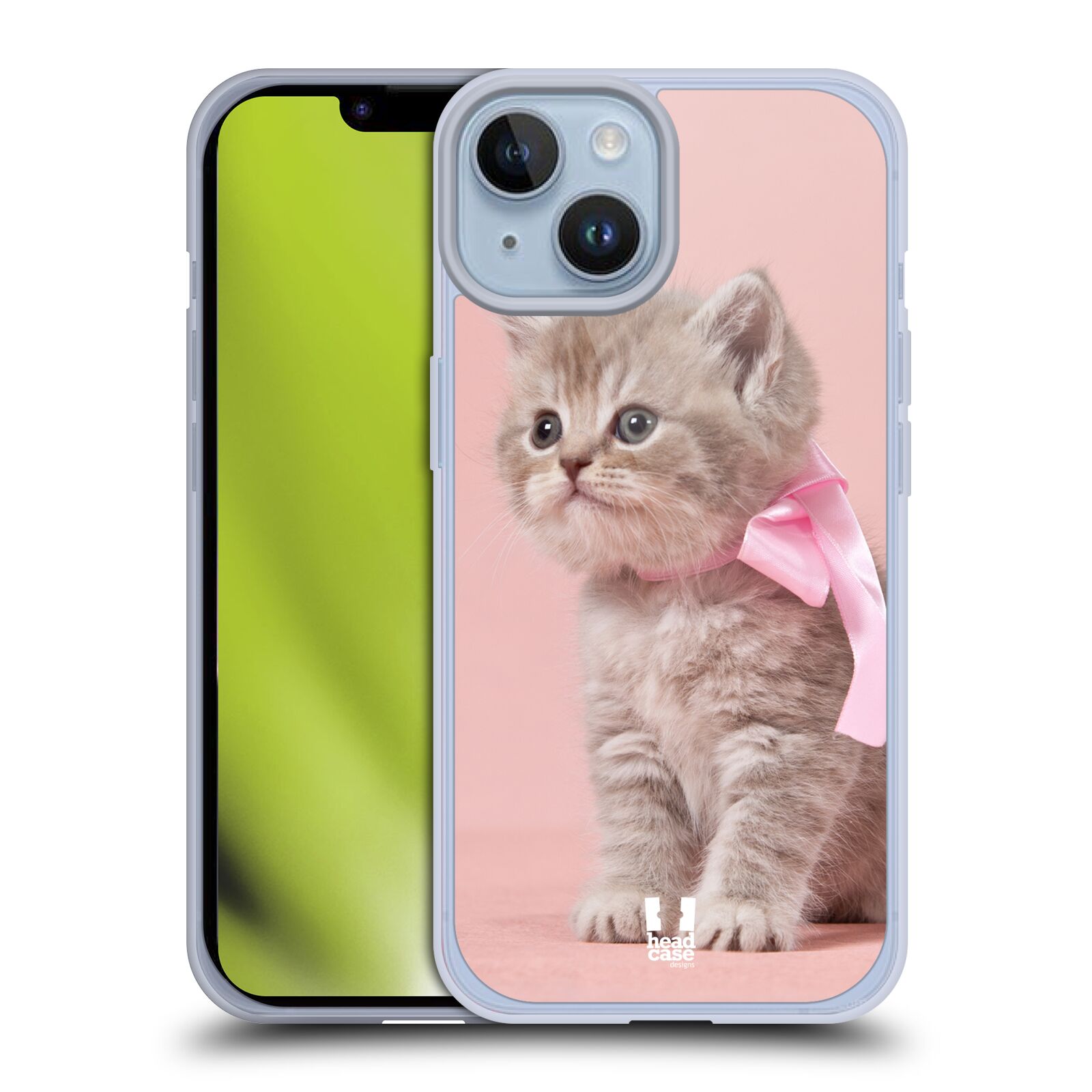 Plastový obal HEAD CASE na mobil Apple Iphone 14 vzor Kočičky koťata foto kotě s růžovou mašlí