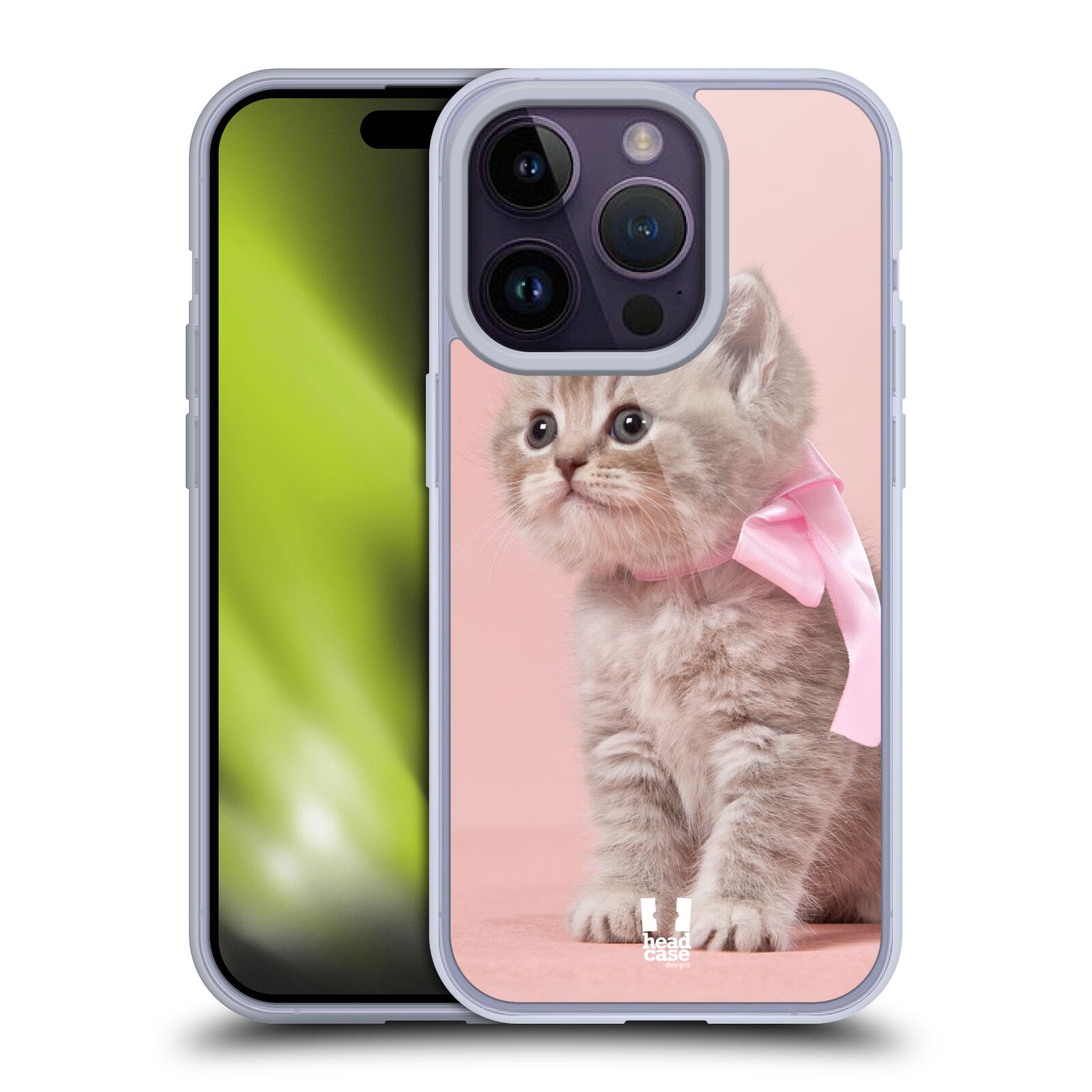 Plastový obal HEAD CASE na mobil Apple Iphone 14 PRO vzor Kočičky koťata foto kotě s růžovou mašlí