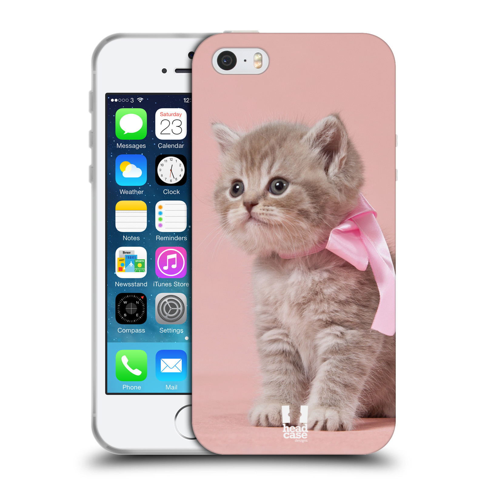 HEAD CASE silikonový obal na mobil Apple Iphone 5/5S vzor Kočičky koťata foto kotě s růžovou mašlí
