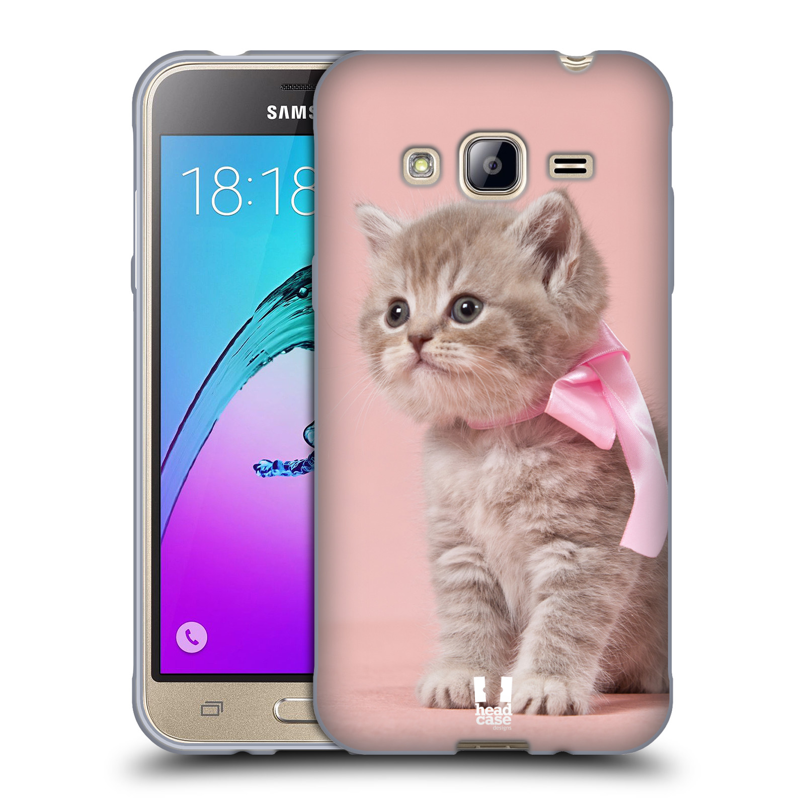 HEAD CASE silikonový obal na mobil Samsung Galaxy J3, J3 2016 vzor Kočičky koťata foto kotě s růžovou mašlí