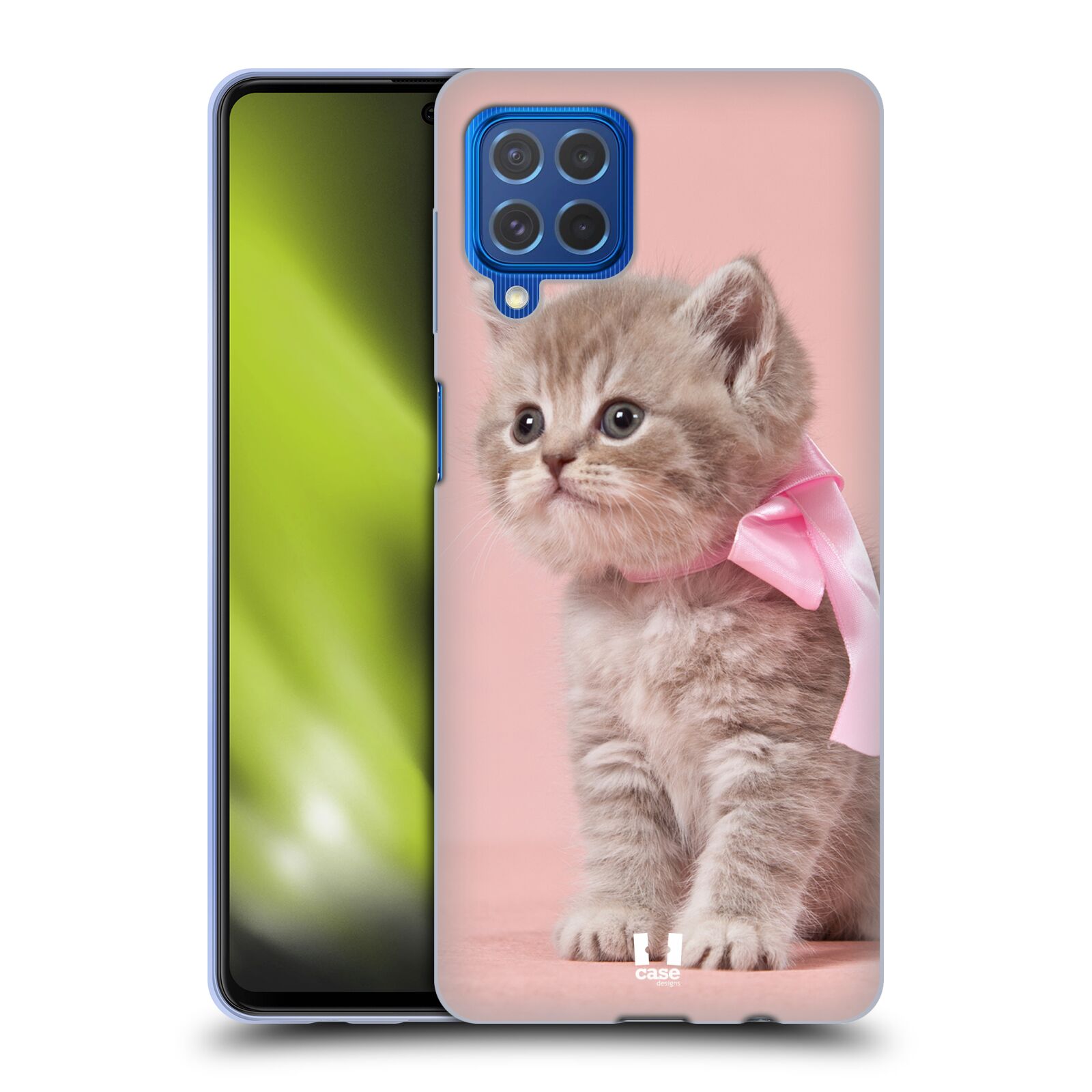 Plastový obal HEAD CASE na mobil Samsung Galaxy M62 vzor Kočičky koťata foto kotě s růžovou mašlí