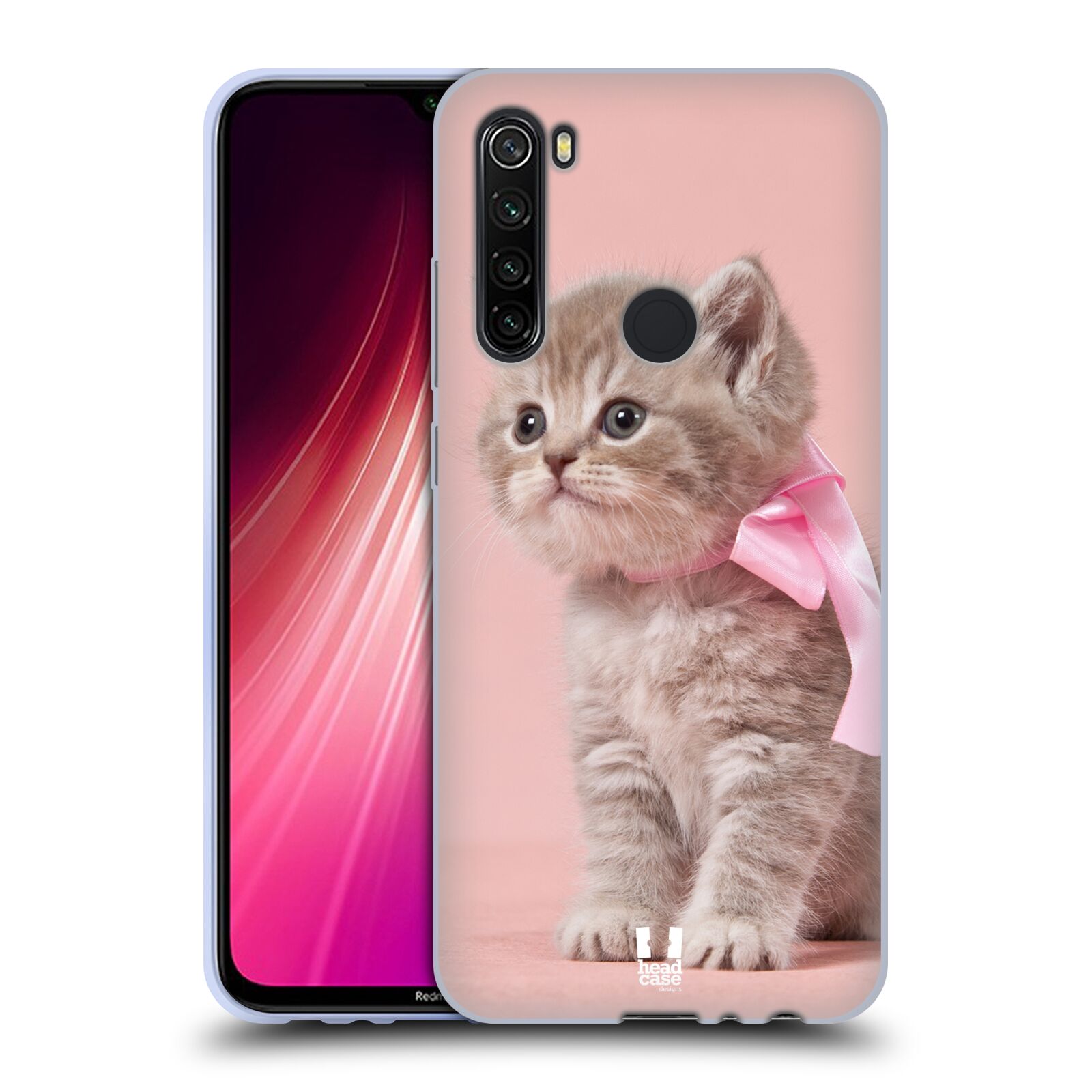 Plastový obal HEAD CASE na mobil Xiaomi Redmi Note 8T vzor Kočičky koťata foto kotě s růžovou mašlí