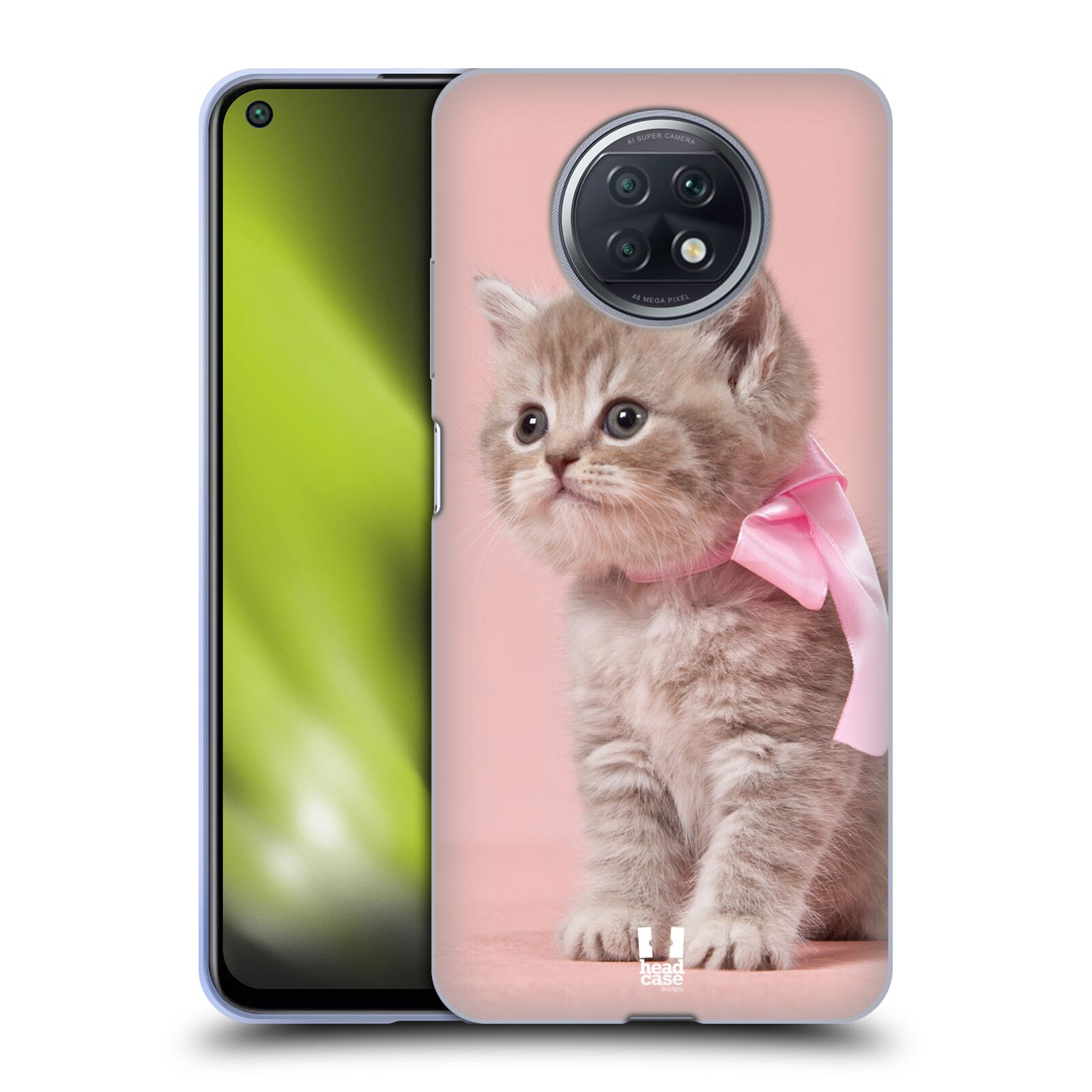 Plastový obal HEAD CASE na mobil Xiaomi Redmi Note 9T vzor Kočičky koťata foto kotě s růžovou mašlí