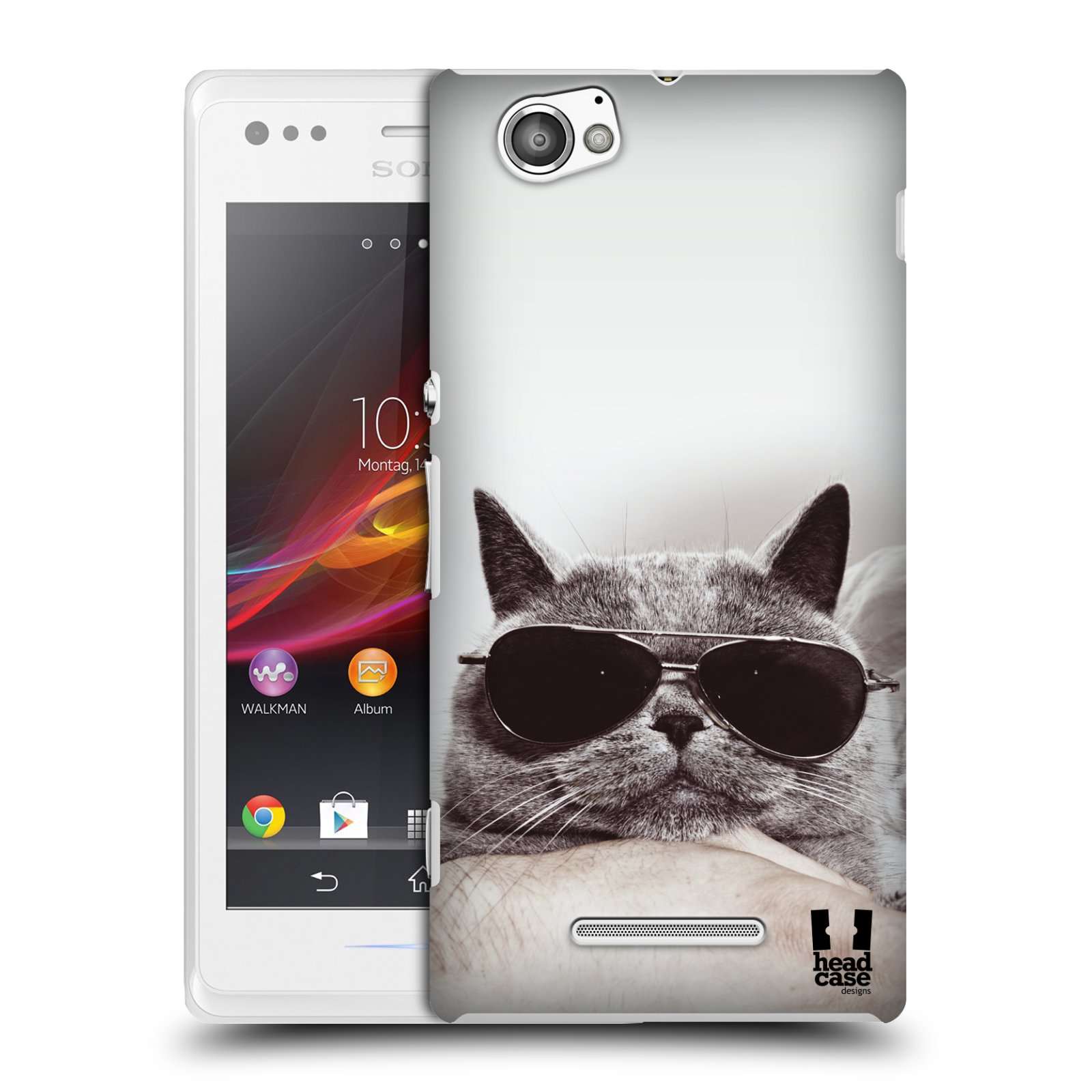 HEAD CASE plastový obal na mobil Sony Xperia M vzor Kočičky koťata foto Britská kočka v brýlích