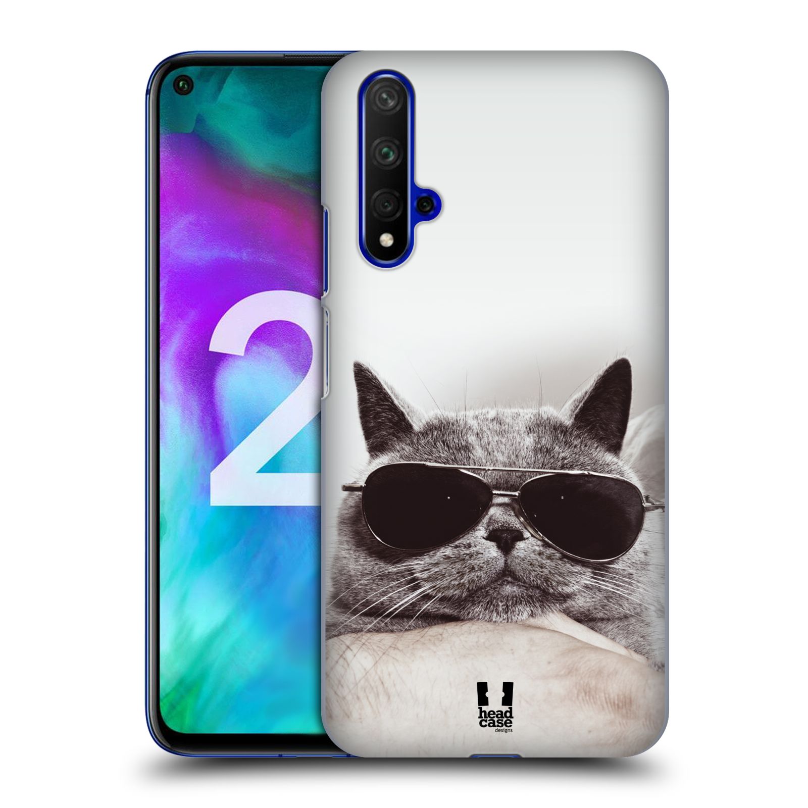 Pouzdro na mobil Honor 20 - HEAD CASE - vzor Kočičky koťata foto Britská kočka v brýlích