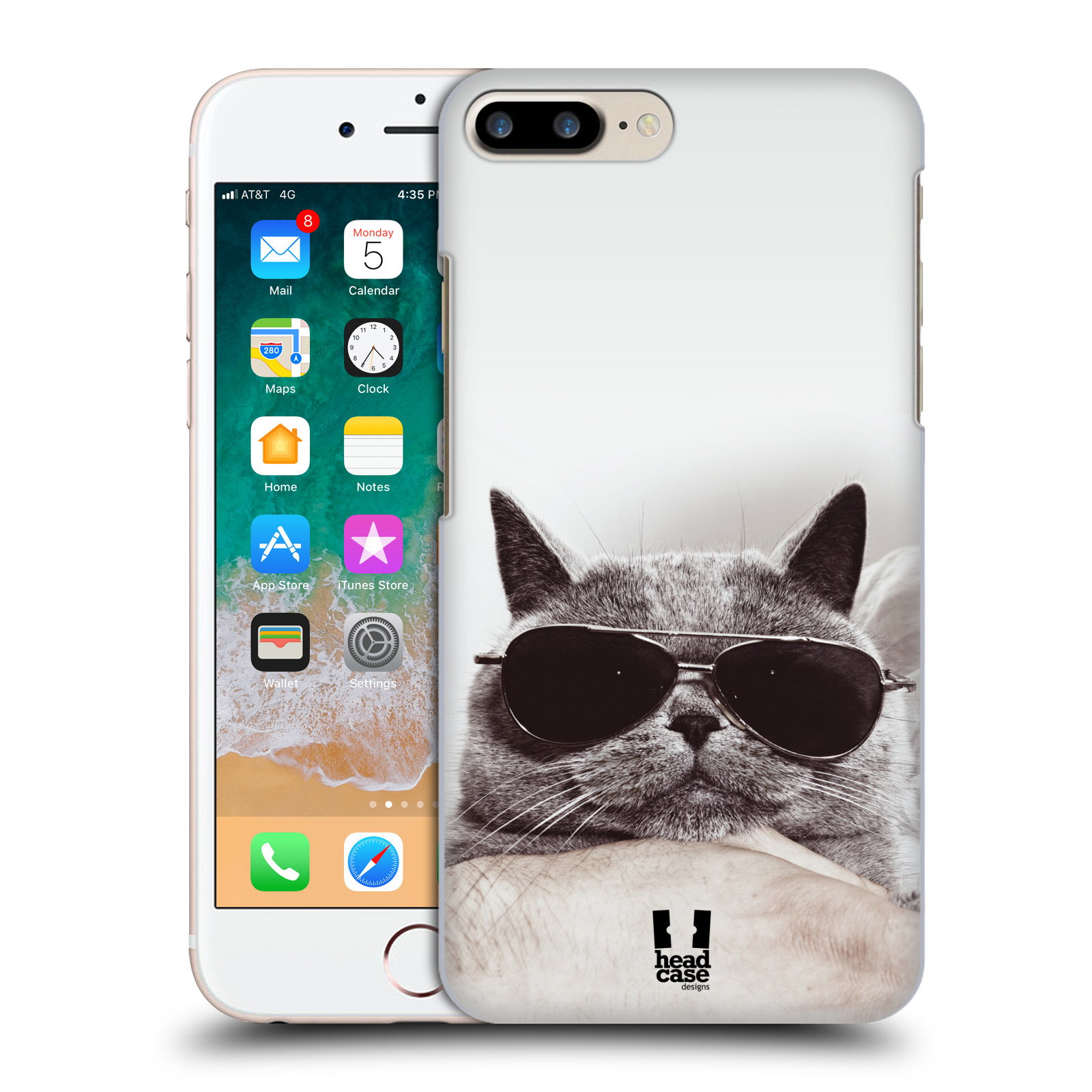 Plastové pouzdro pro mobil Apple Iphone 8 PLUS vzor Kočičky koťata foto Britská kočka v brýlích