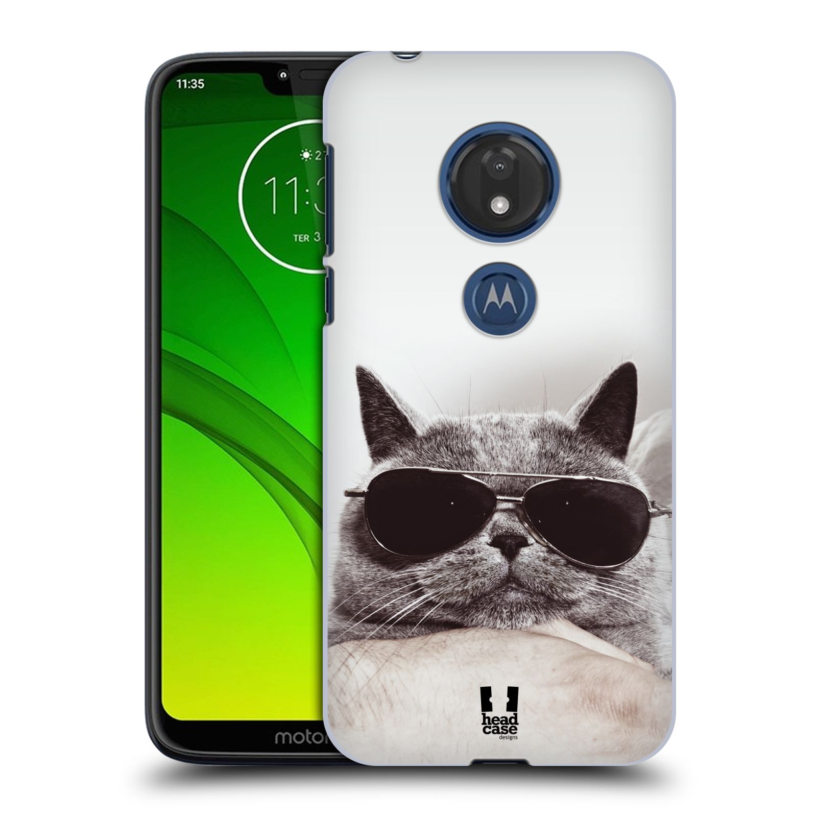 Pouzdro na mobil Motorola Moto G7 Play vzor Kočičky koťata foto Britská kočka v brýlích