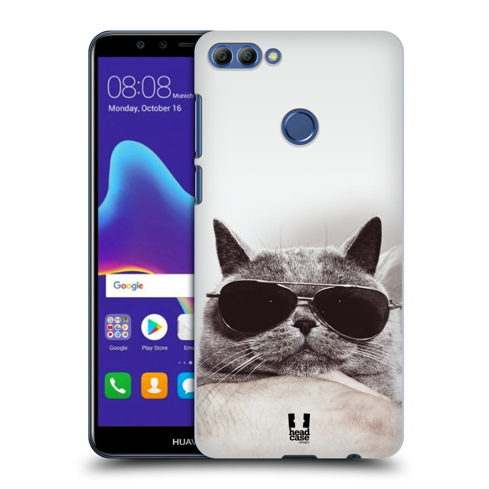 HEAD CASE plastový obal na mobil Huawei Y9 2018 vzor Kočičky koťata foto Britská kočka v brýlích