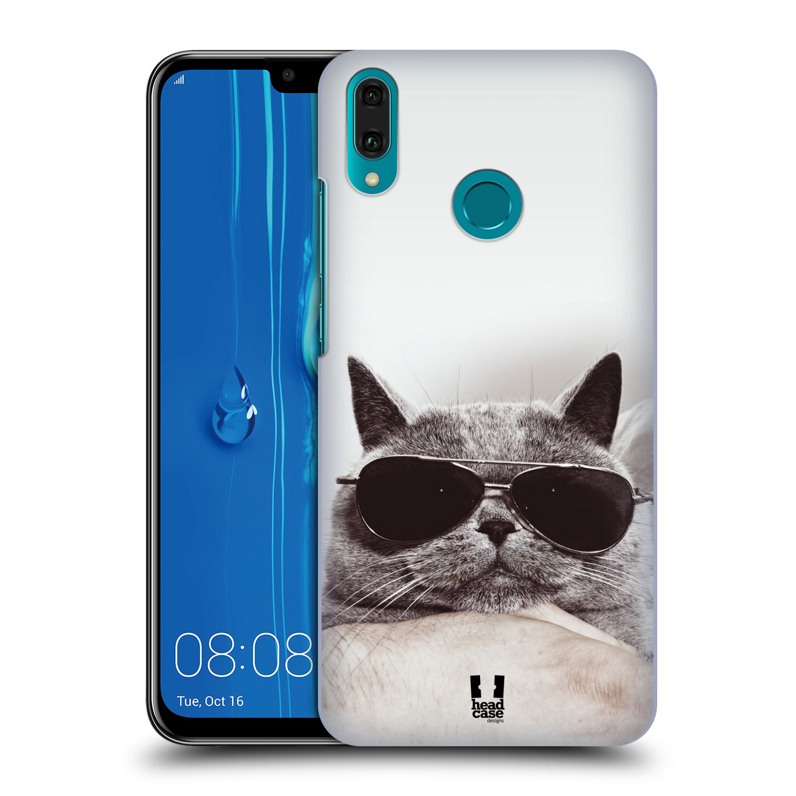Pouzdro na mobil Huawei Y9 2019 - HEAD CASE - vzor Kočičky koťata foto Britská kočka v brýlích