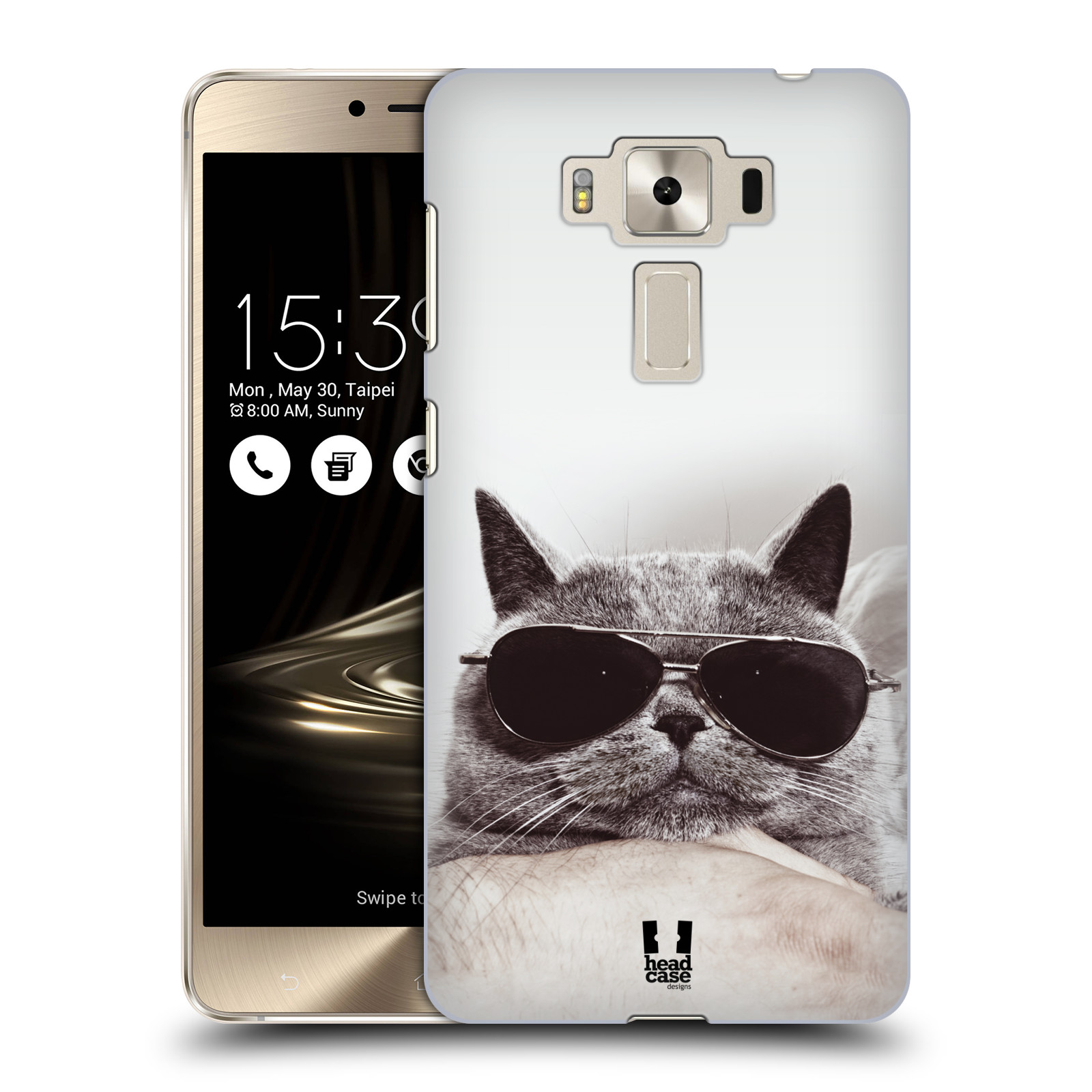 HEAD CASE plastový obal na mobil Asus Zenfone 3 DELUXE ZS550KL vzor Kočičky koťata foto Britská kočka v brýlích