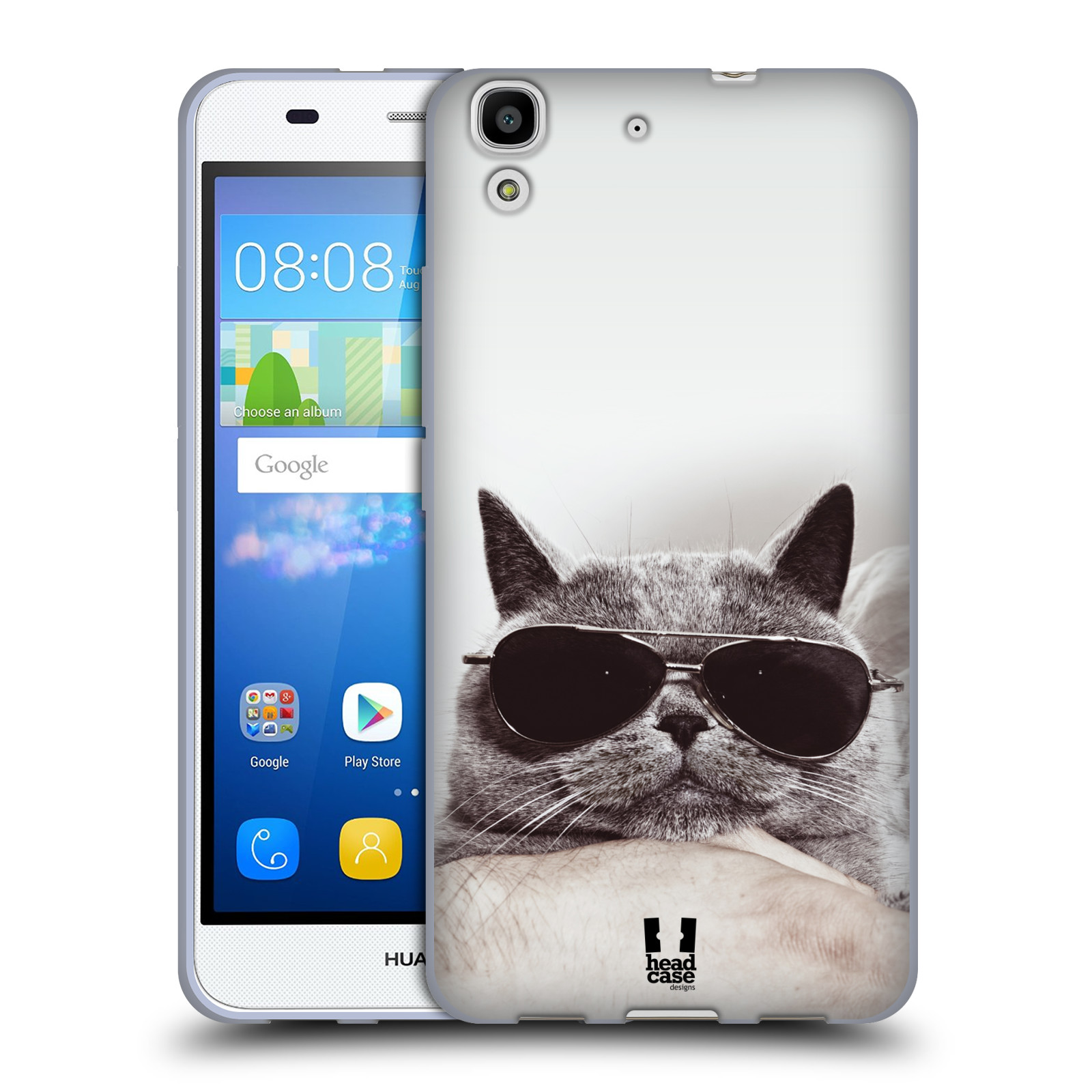HEAD CASE silikonový obal na mobil HUAWEI Y6 vzor Kočičky koťata foto Britská kočka v brýlích