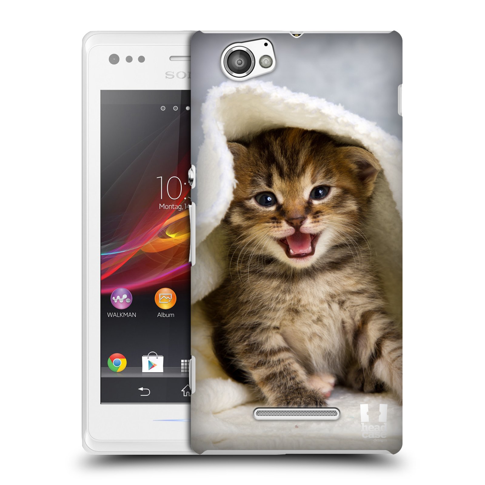 HEAD CASE plastový obal na mobil Sony Xperia M vzor Kočičky koťata foto kotě v ručníku