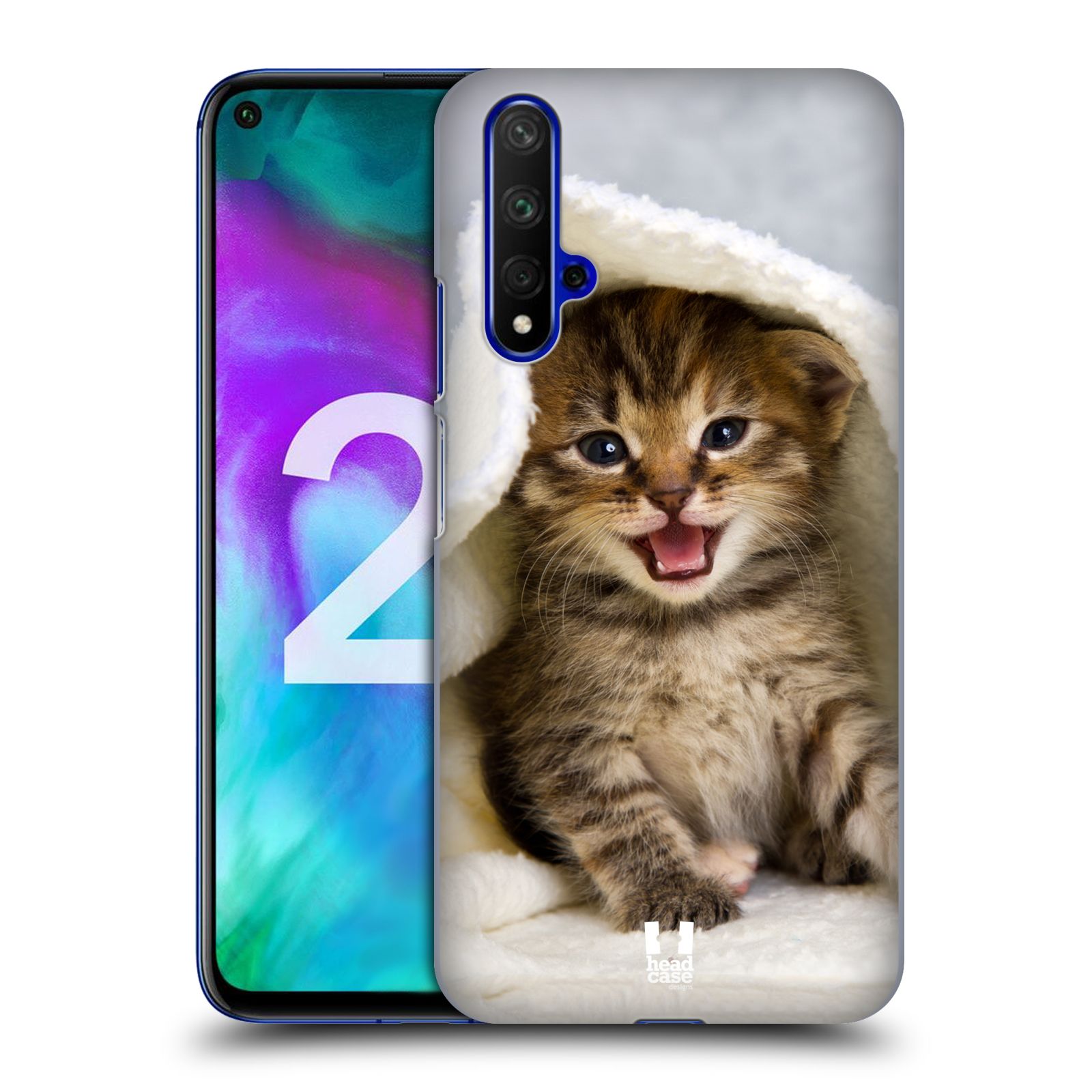 Pouzdro na mobil Honor 20 - HEAD CASE - vzor Kočičky koťata foto kotě v ručníku