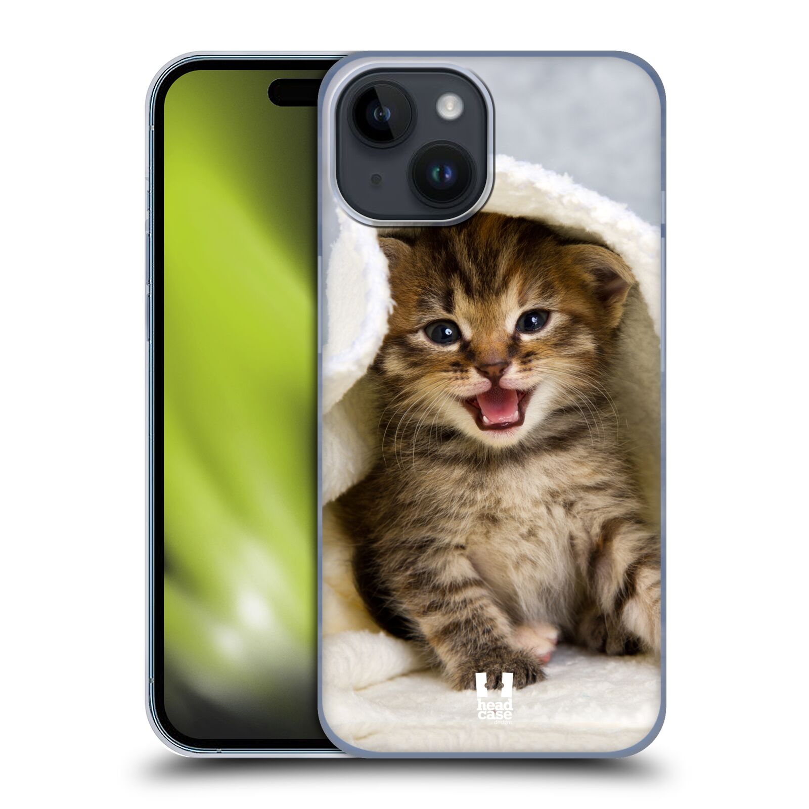 Plastový obal HEAD CASE na mobil Apple Iphone 15 vzor Kočičky koťata foto kotě v ručníku