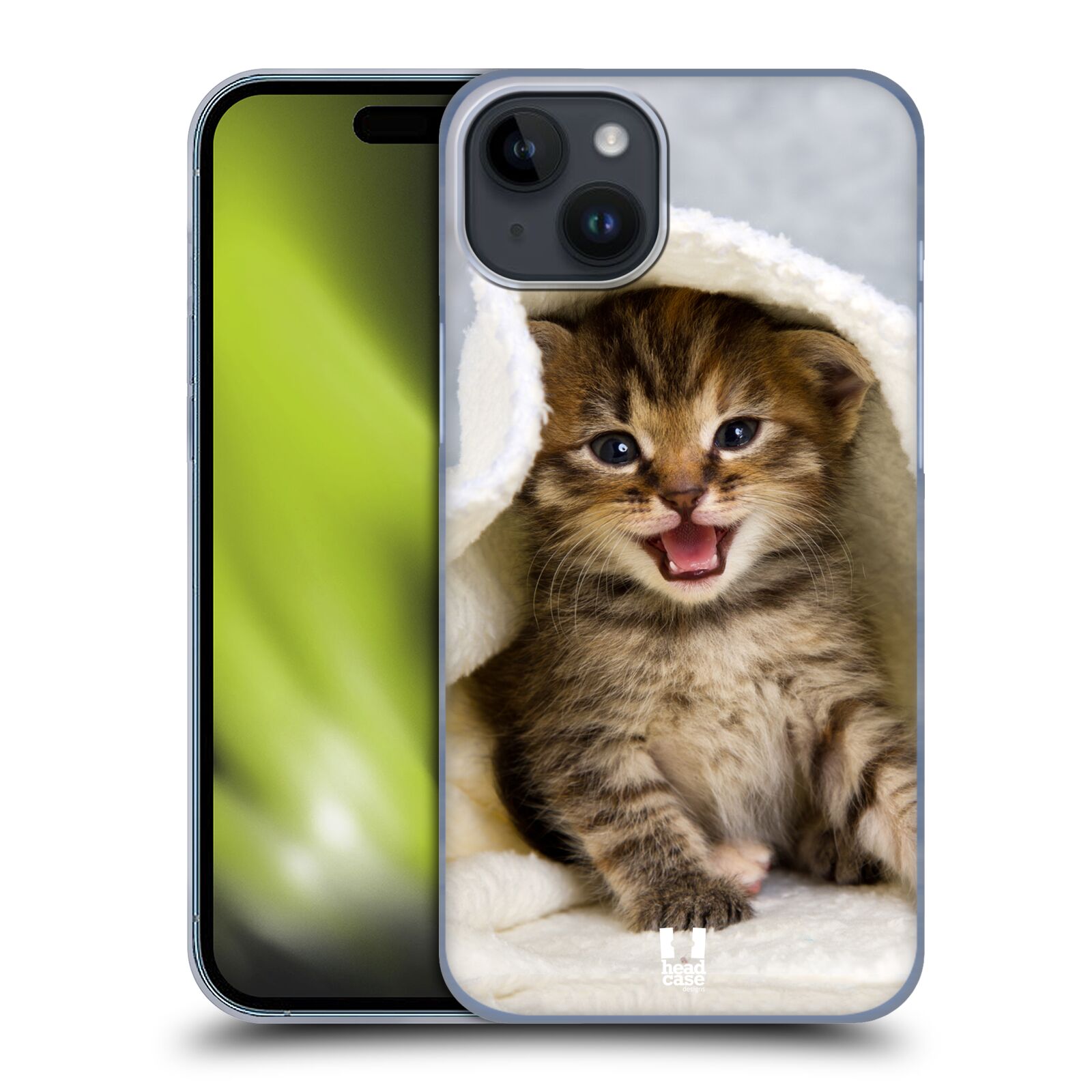 Plastový obal HEAD CASE na mobil Apple Iphone 15 PLUS vzor Kočičky koťata foto kotě v ručníku