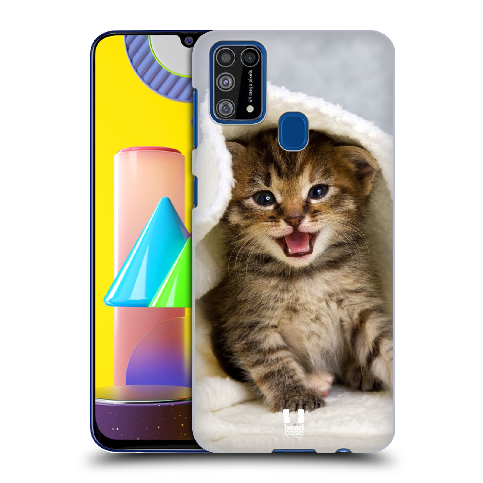 Plastový obal HEAD CASE na mobil Samsung Galaxy M31 vzor Kočičky koťata foto kotě v ručníku