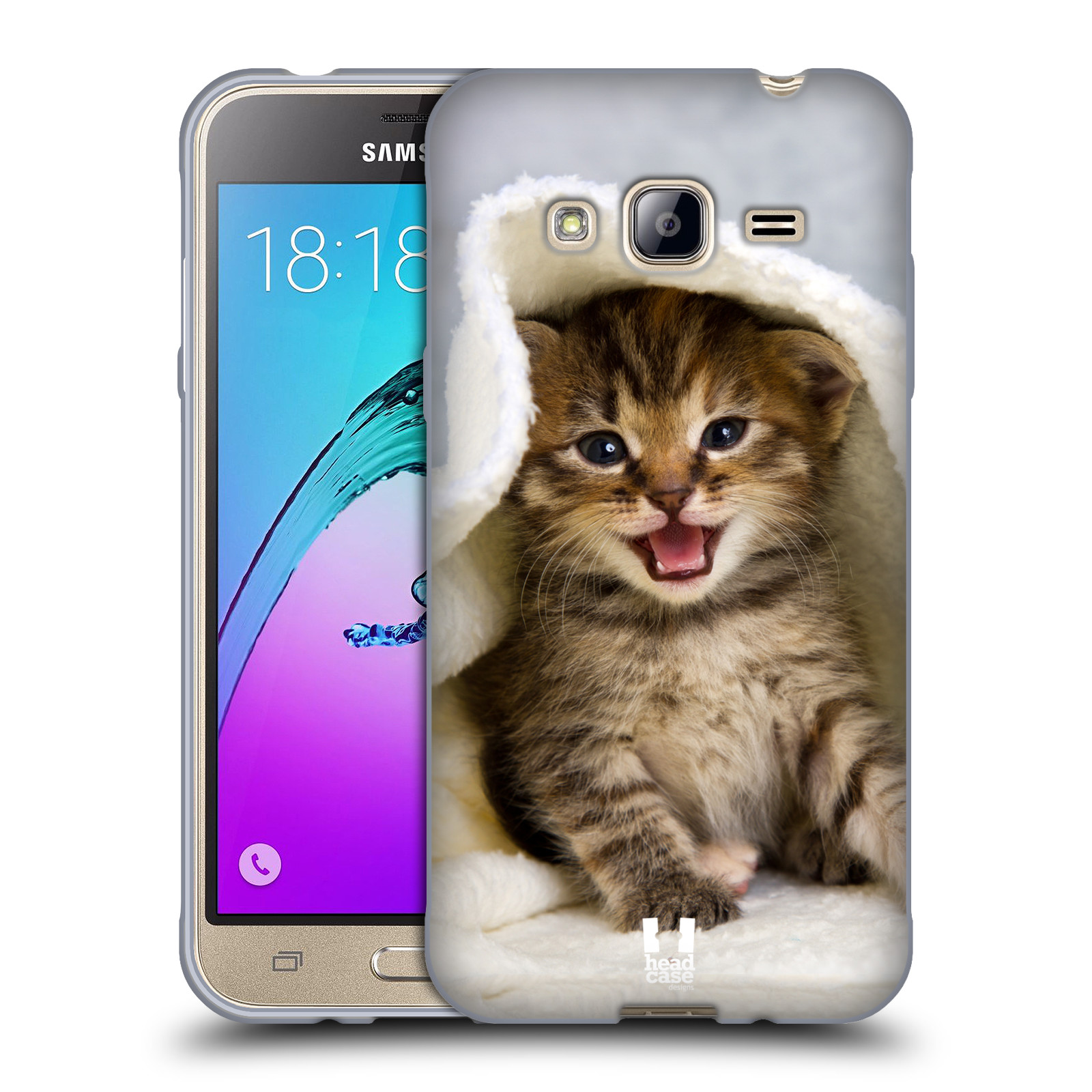 HEAD CASE silikonový obal na mobil Samsung Galaxy J3, J3 2016 vzor Kočičky koťata foto kotě v ručníku