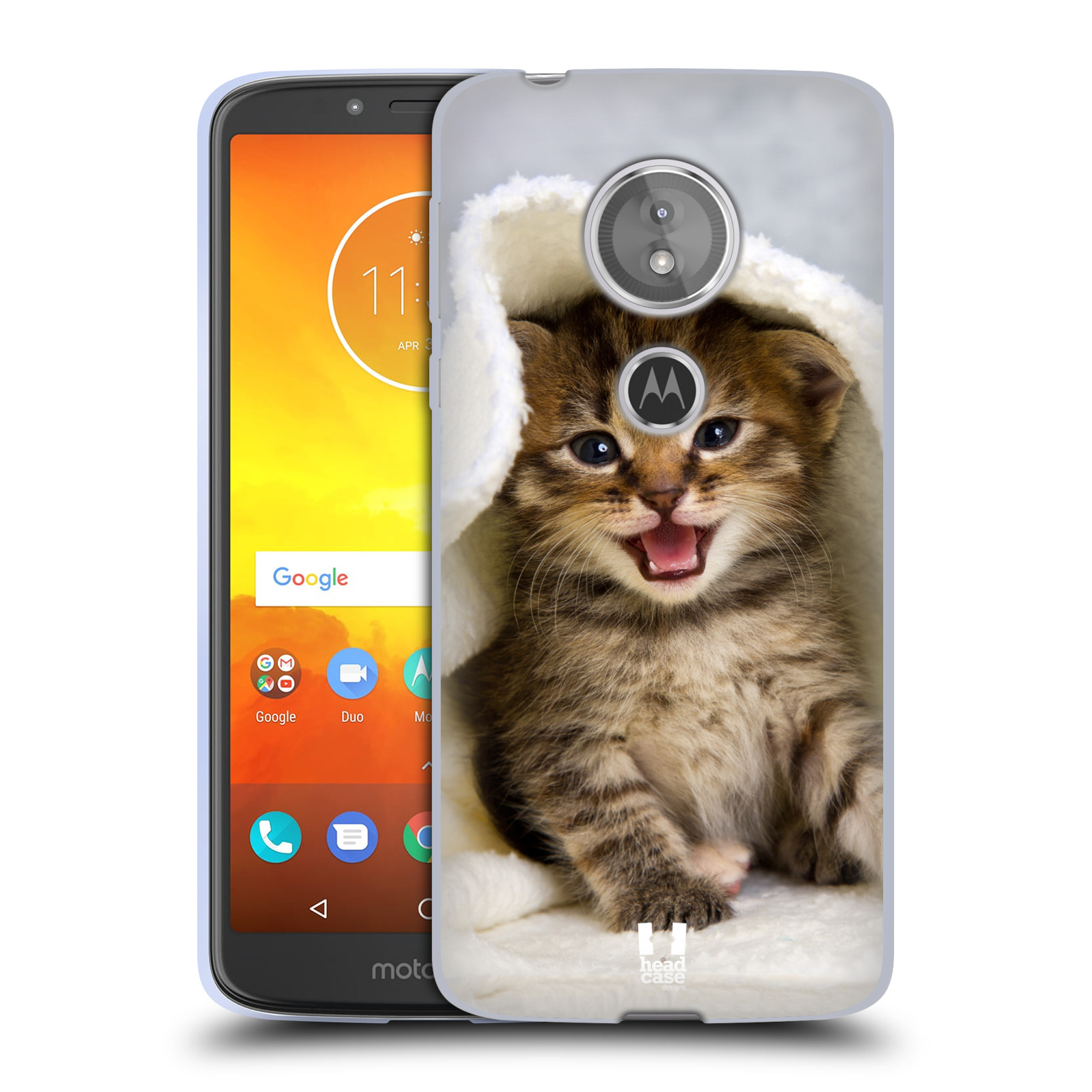 HEAD CASE silikonový obal na mobil Motorola Moto E5 vzor Kočičky koťata foto kotě v ručníku