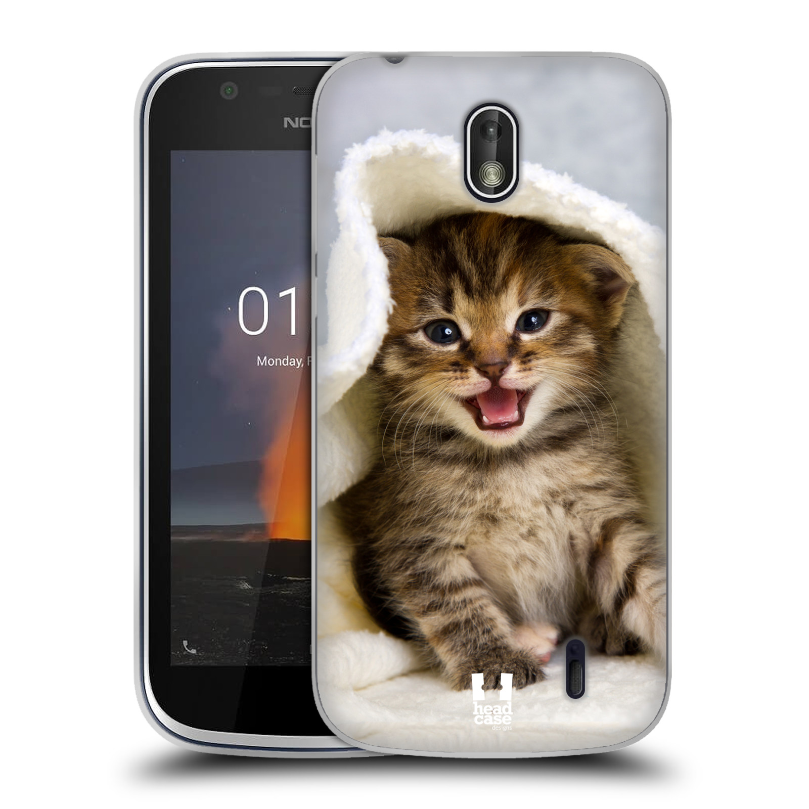 HEAD CASE silikonový obal na mobil Nokia 1 vzor Kočičky koťata foto kotě v ručníku