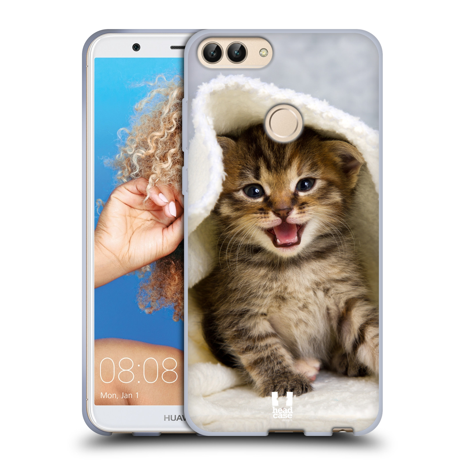HEAD CASE silikon obal na mobil Huawei P SMART vzor Kočičky koťata foto kotě v ručníku