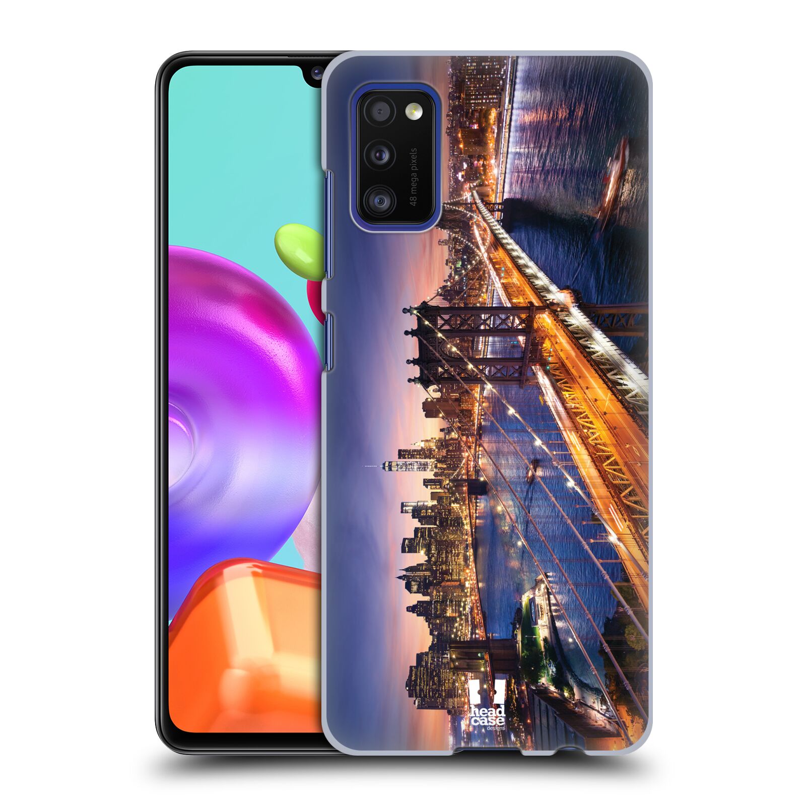 Zadní kryt na mobil Samsung Galaxy A41 vzor Panoramata měst horizontální foto BROOKLYN MOST ZÁPAD SLUNCE