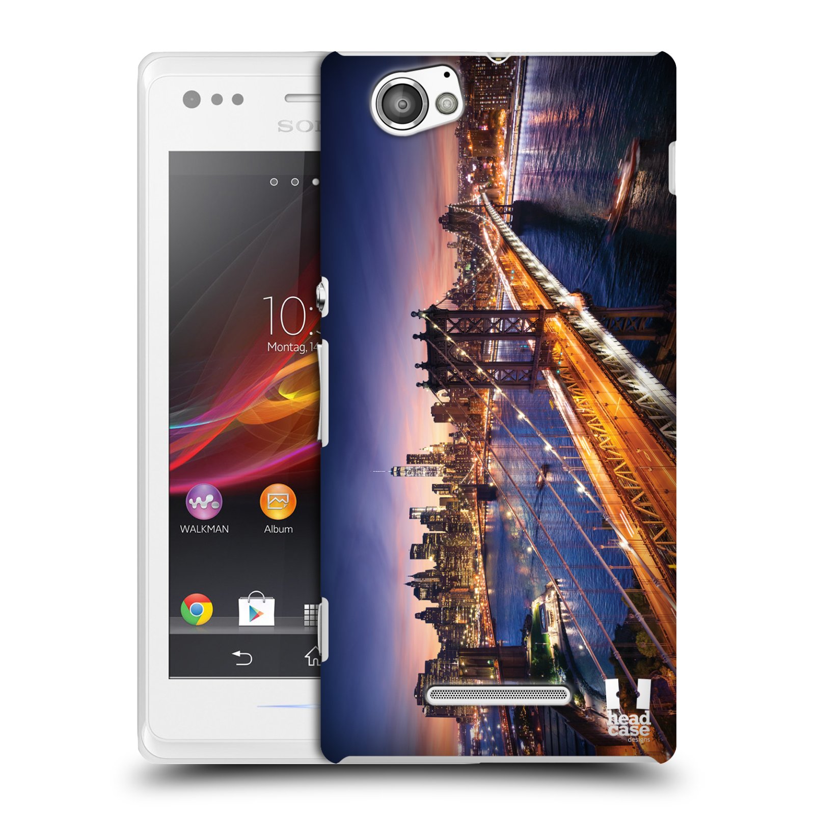HEAD CASE plastový obal na mobil Sony Xperia M vzor Panoramata měst horizontální foto BROOKLYN MOST ZÁPAD SLUNCE