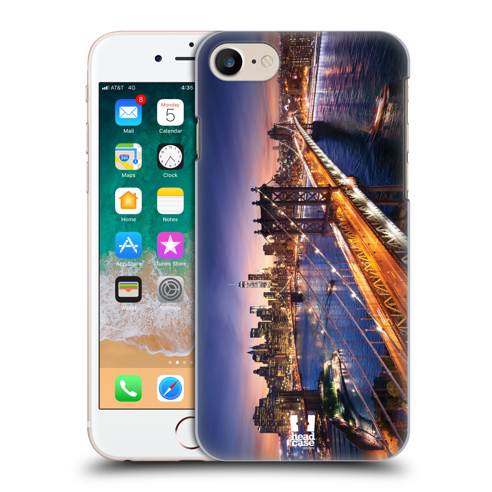 Plastové pouzdro pro mobil Apple Iphone 7/8/SE 2020 vzor Panoramata měst horizontální foto BROOKLYN MOST ZÁPAD SLUNCE
