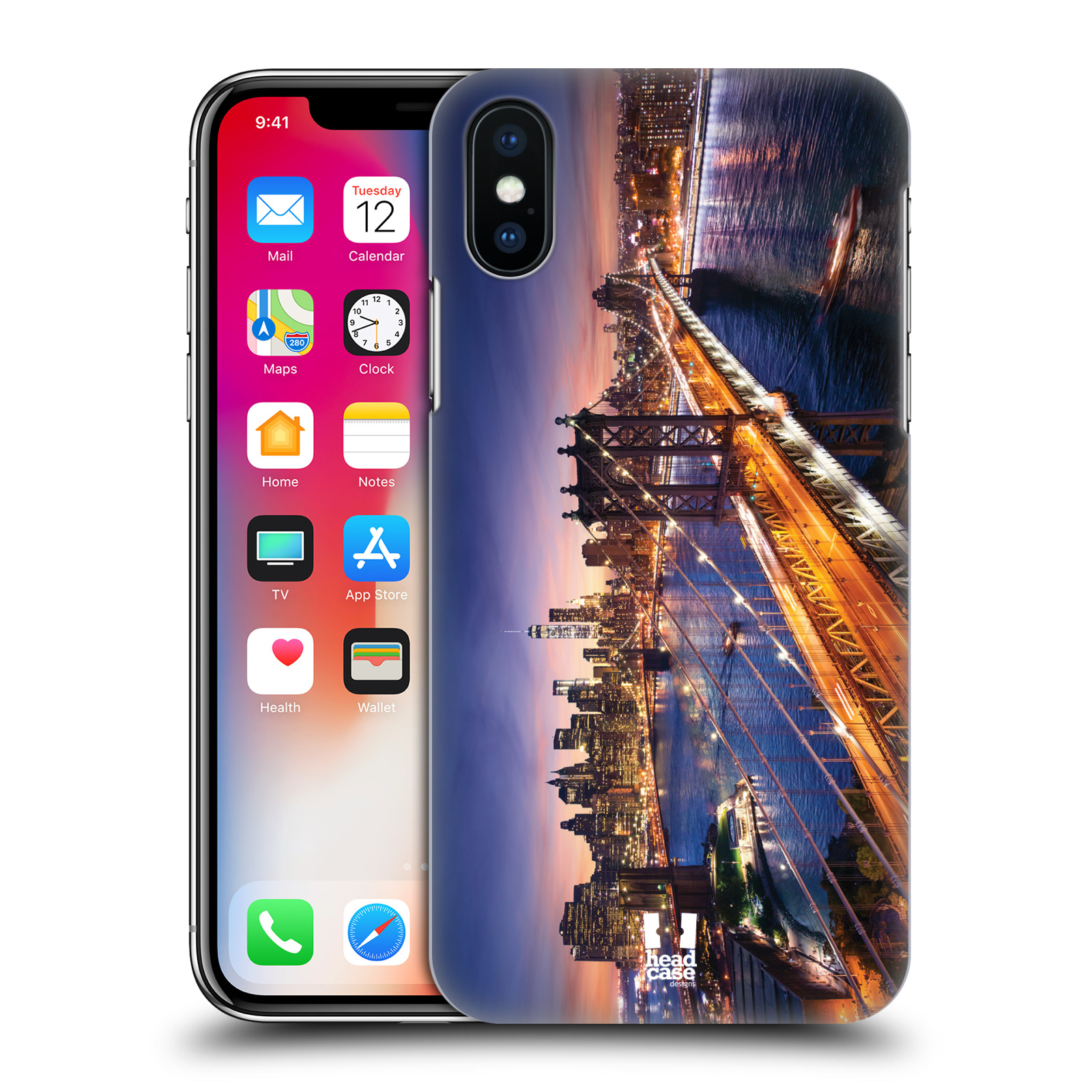 HEAD CASE plastový obal na mobil Apple Iphone X / XS vzor Panoramata měst horizontální foto BROOKLYN MOST ZÁPAD SLUNCE