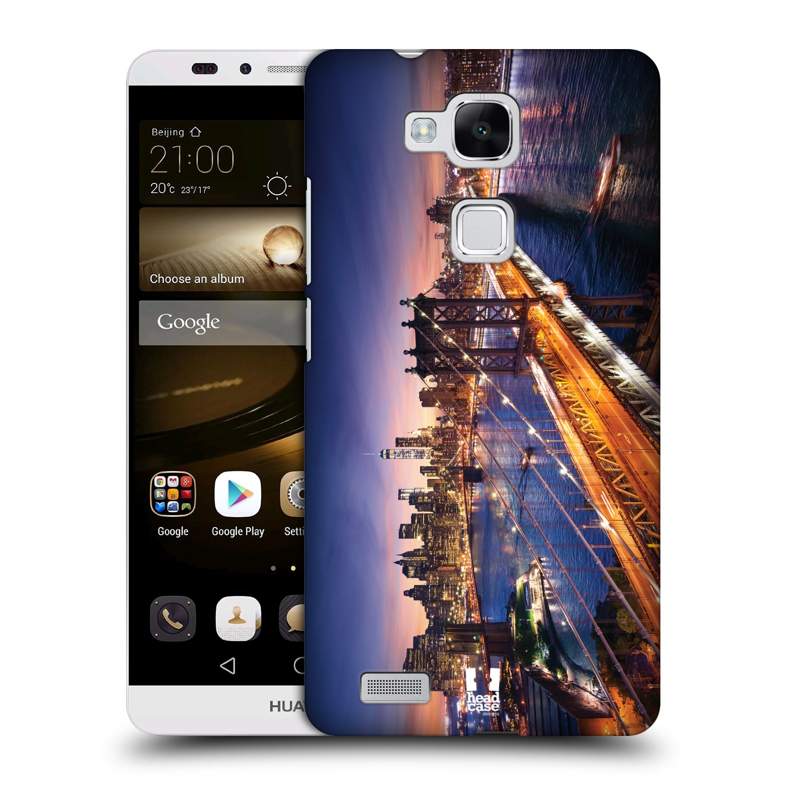 HEAD CASE plastový obal na mobil Huawei Mate 7 vzor Panoramata měst horizontální foto BROOKLYN MOST ZÁPAD SLUNCE