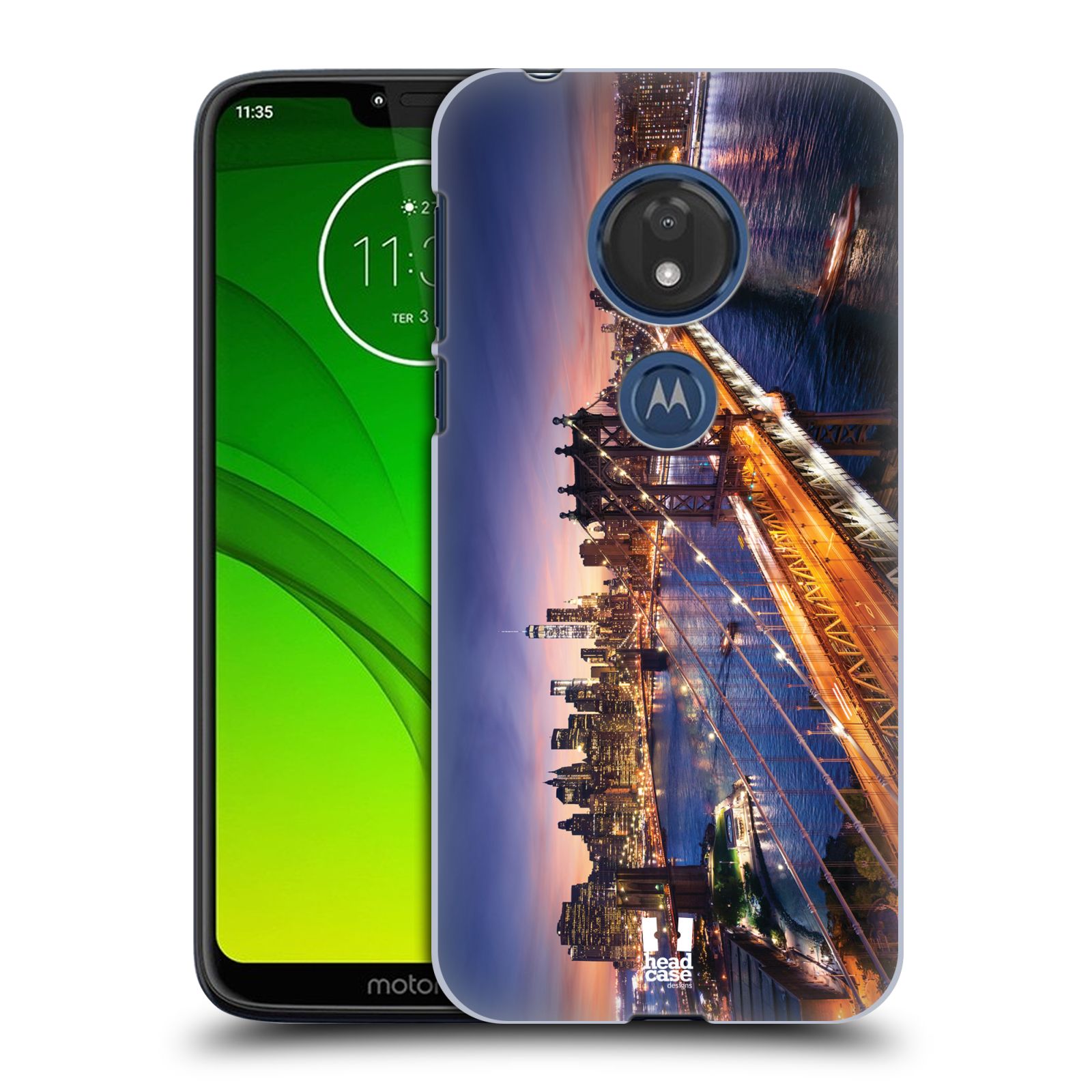 Pouzdro na mobil Motorola Moto G7 Play vzor Panoramata měst horizontální foto BROOKLYN MOST ZÁPAD SLUNCE