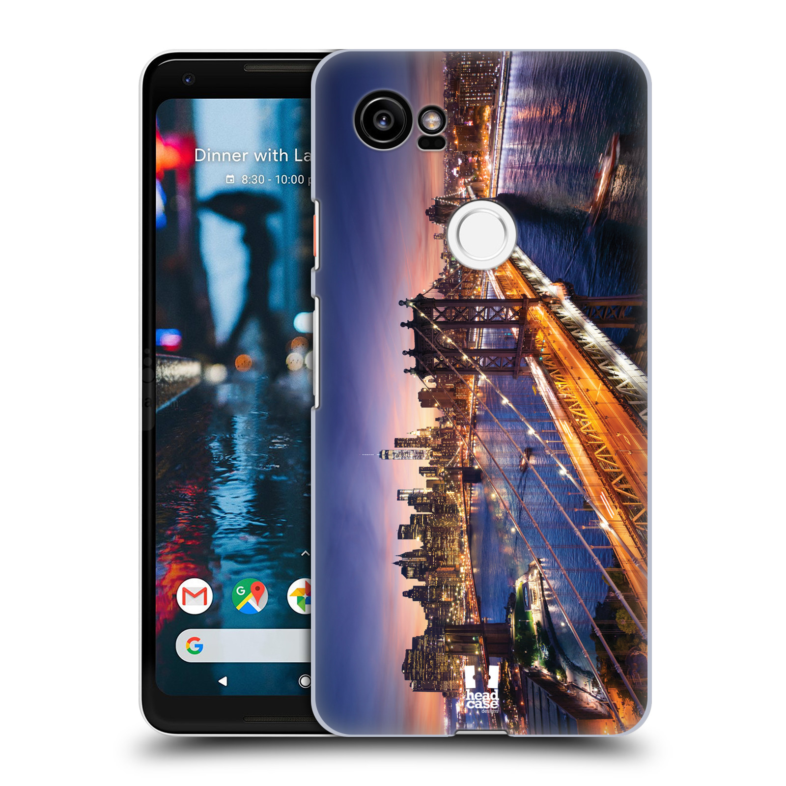 HEAD CASE plastový obal na mobil Google Pixel 2 XL vzor Panoramata měst horizontální foto BROOKLYN MOST ZÁPAD SLUNCE