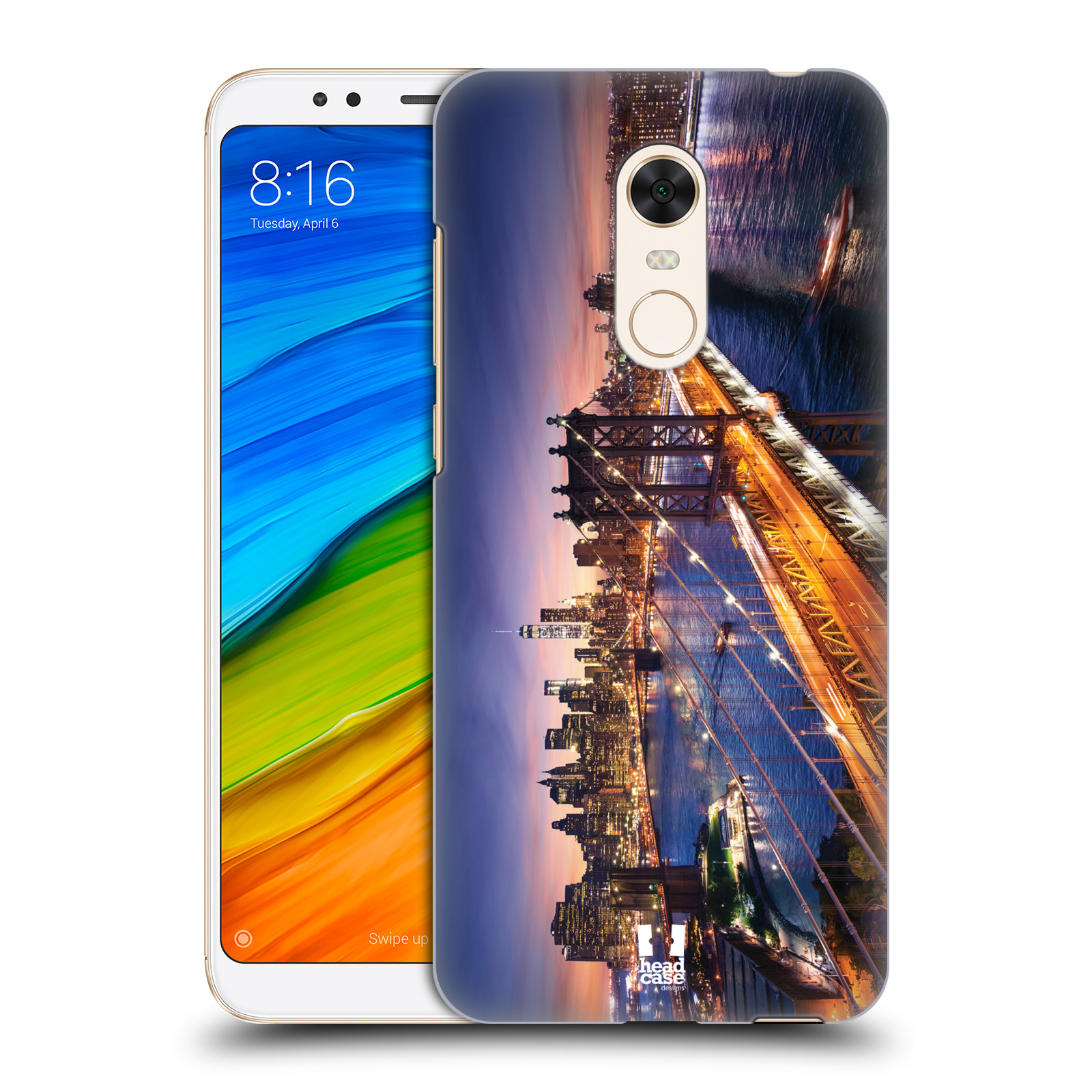 HEAD CASE plastový obal na mobil Xiaomi Redmi 5 PLUS vzor Panoramata měst horizontální foto BROOKLYN MOST ZÁPAD SLUNCE