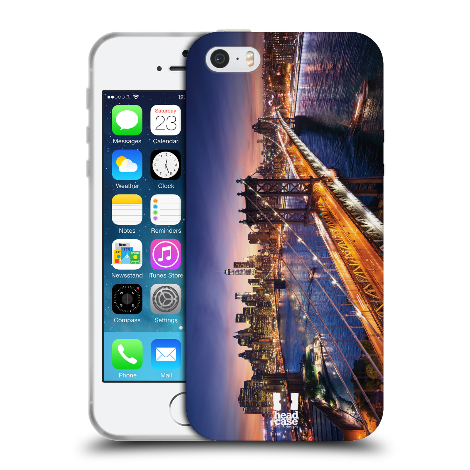 HEAD CASE silikonový obal na mobil Apple Iphone 5/5S vzor Panoramata měst horizontální foto BROOKLYN MOST ZÁPAD SLUNCE