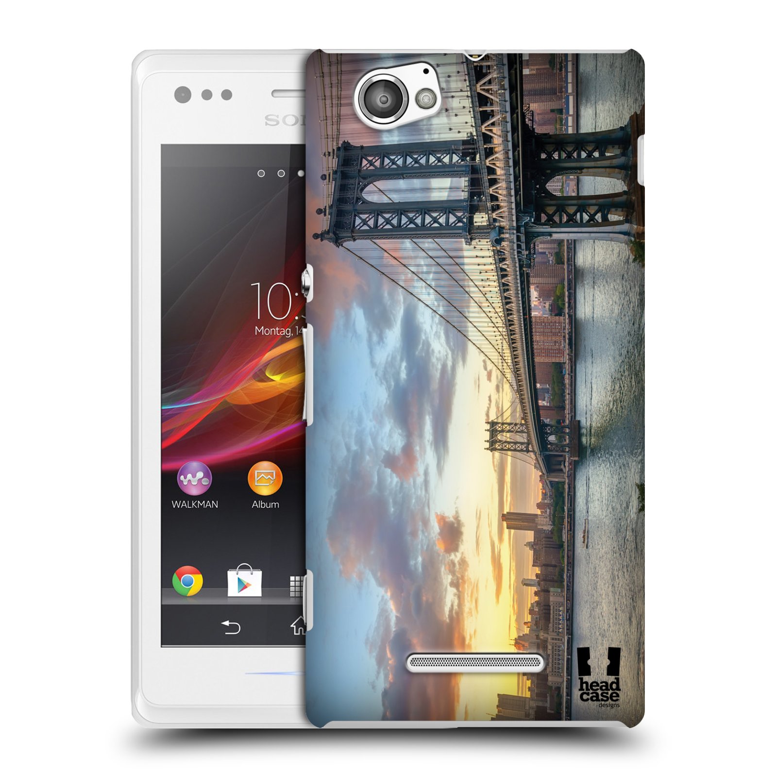 HEAD CASE plastový obal na mobil Sony Xperia M vzor Panoramata měst horizontální foto MANHATTAN MOST ZÁPAD SLUNCE