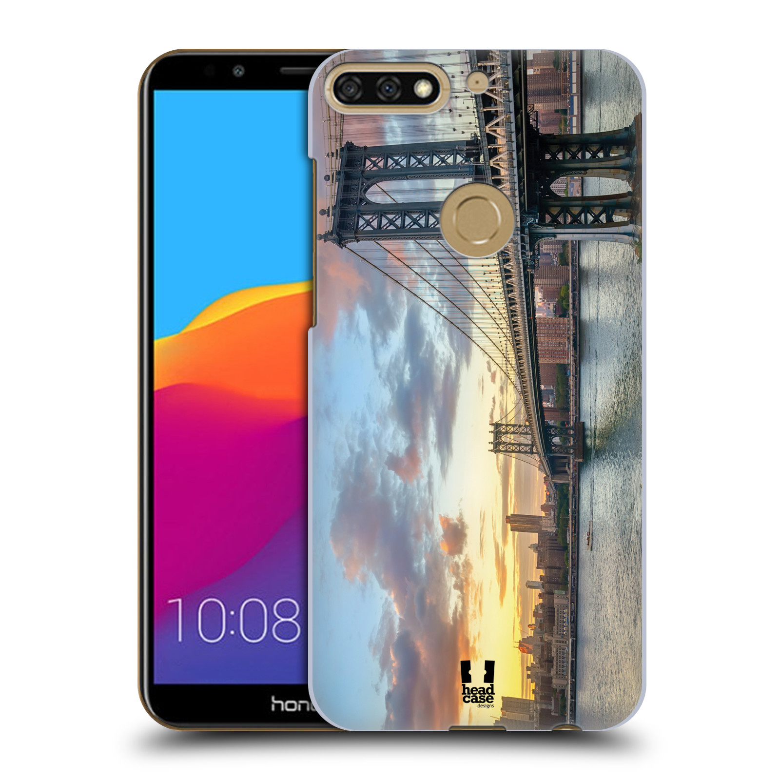 HEAD CASE plastový obal na mobil Honor 7c vzor Panoramata měst horizontální foto MANHATTAN MOST ZÁPAD SLUNCE