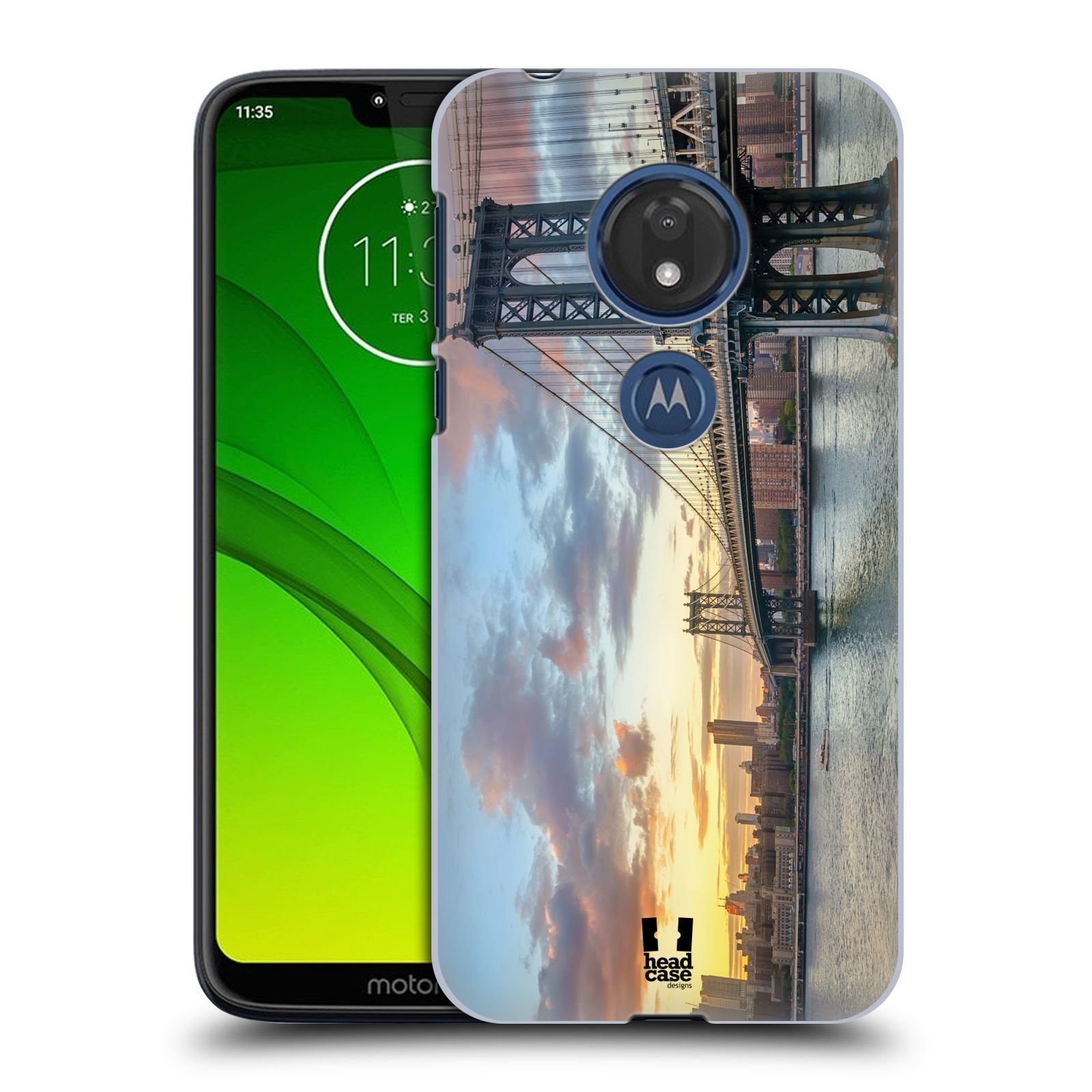 Pouzdro na mobil Motorola Moto G7 Play vzor Panoramata měst horizontální foto MANHATTAN MOST ZÁPAD SLUNCE
