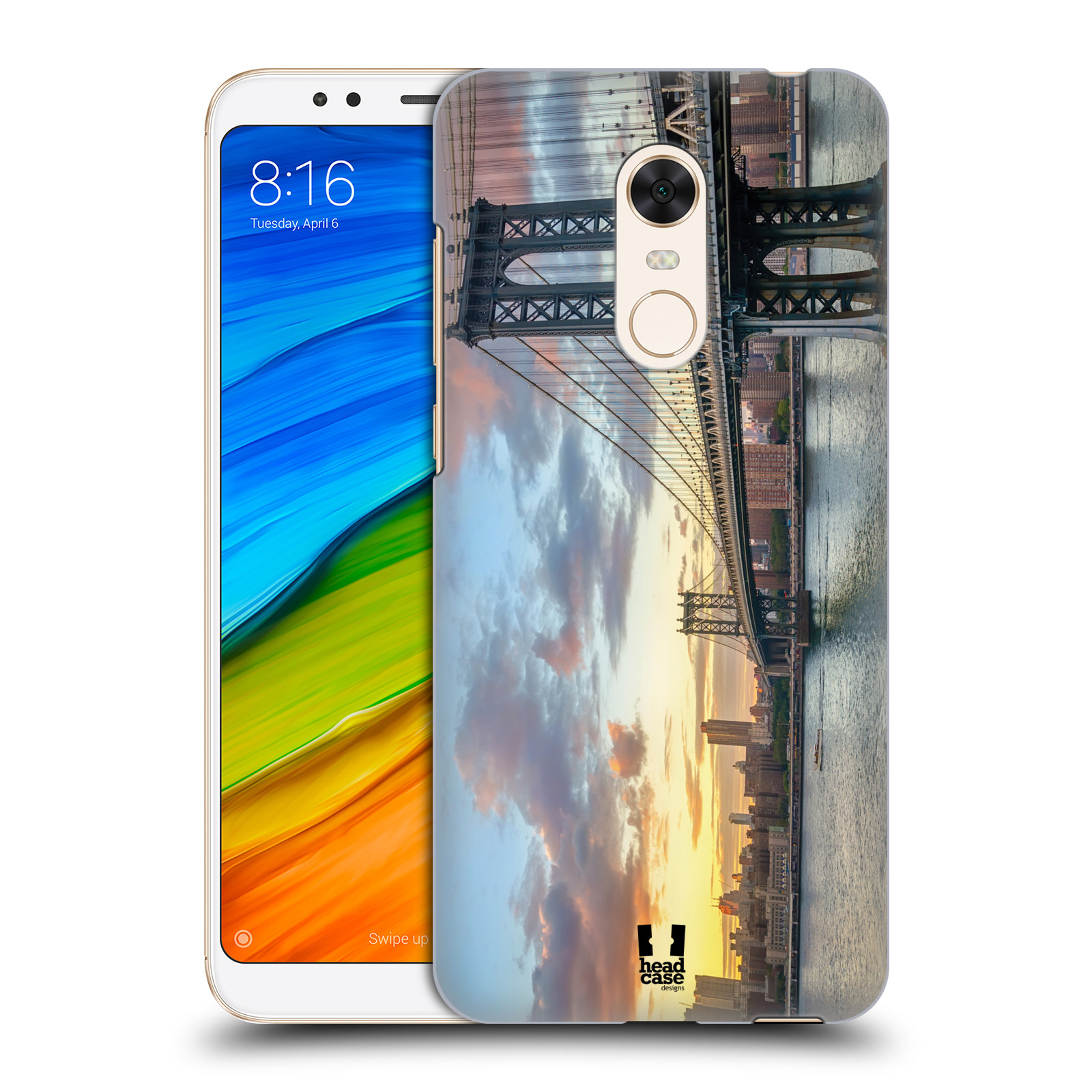 HEAD CASE plastový obal na mobil Xiaomi Redmi 5 PLUS vzor Panoramata měst horizontální foto MANHATTAN MOST ZÁPAD SLUNCE