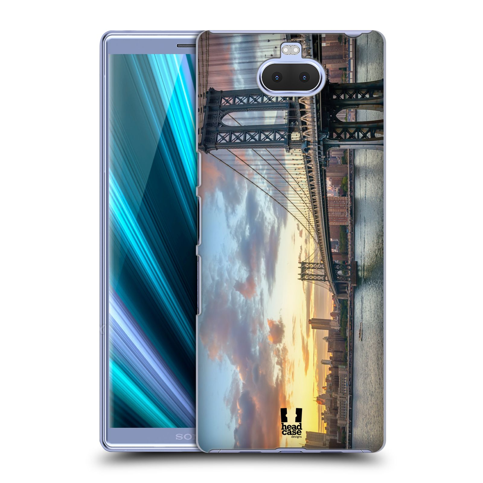 Pouzdro na mobil Sony Xperia 10 - Head Case - vzor Panoramata měst horizontální foto MANHATTAN MOST ZÁPAD SLUNCE