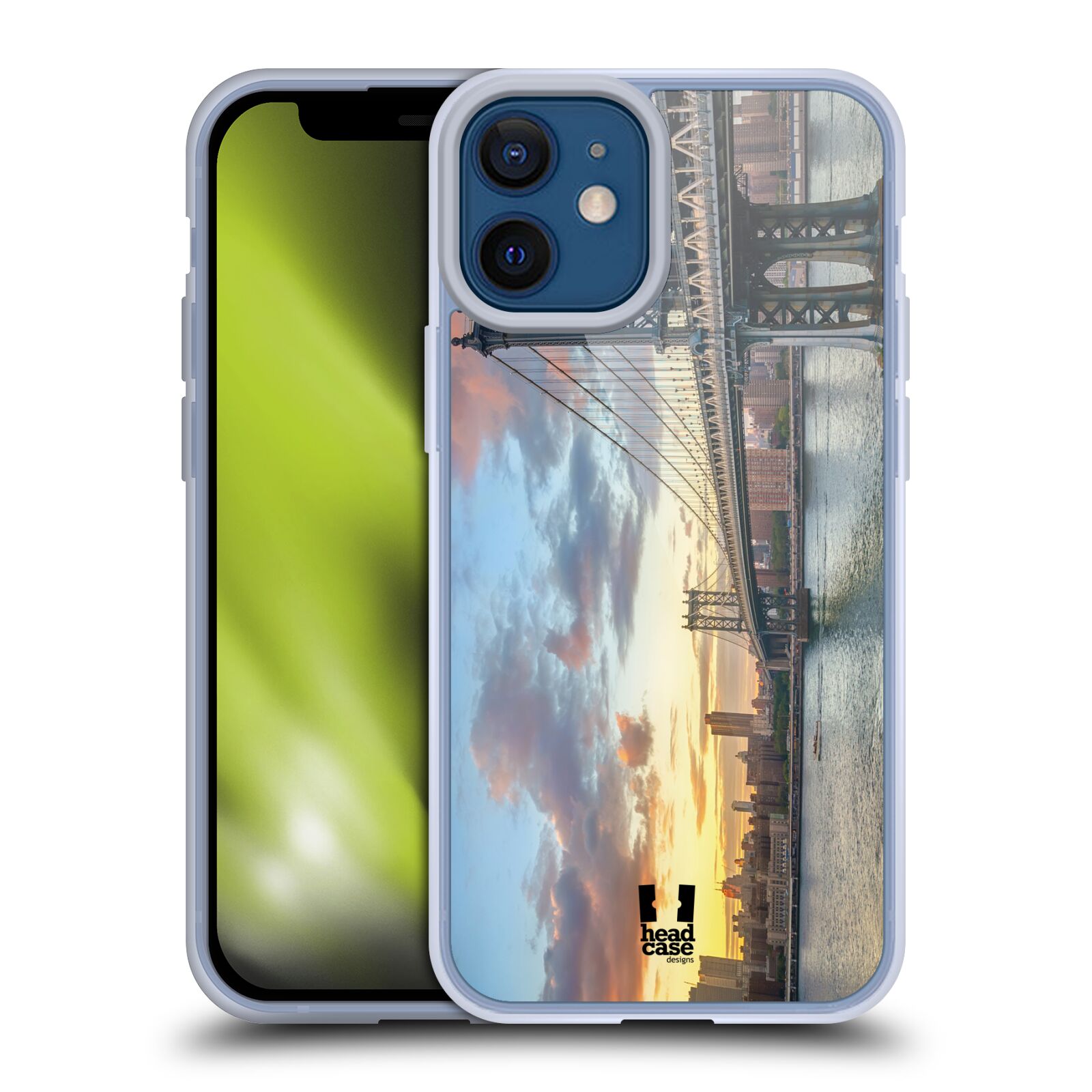 Plastový obal na mobil Apple Iphone 12 MINI vzor Panoramata měst horizontální foto MANHATTAN MOST ZÁPAD SLUNCE