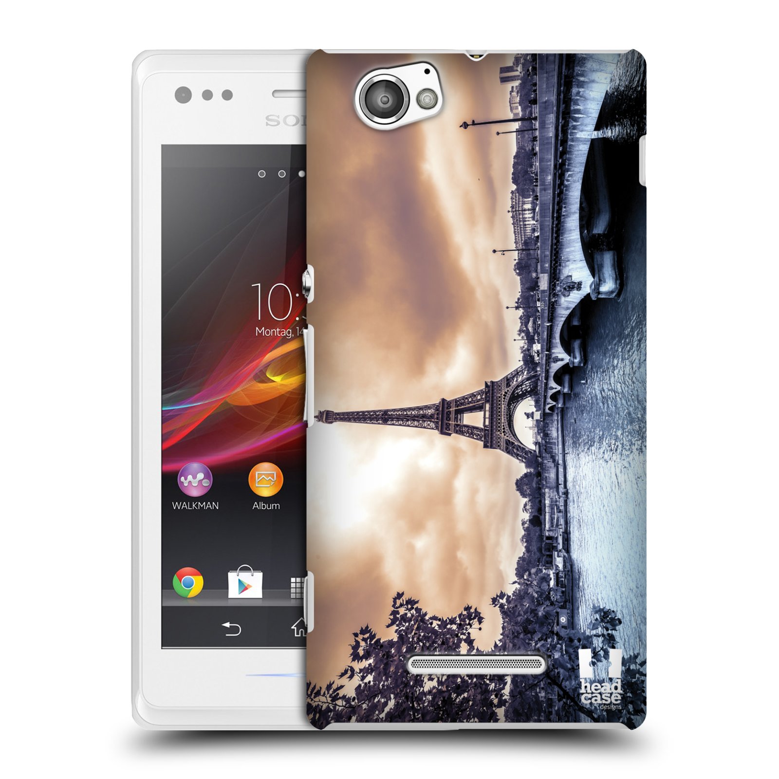 HEAD CASE plastový obal na mobil Sony Xperia M vzor Panoramata měst horizontální foto DEŠTIVÝ DEN V PAŘÍŽI, FRANCIE