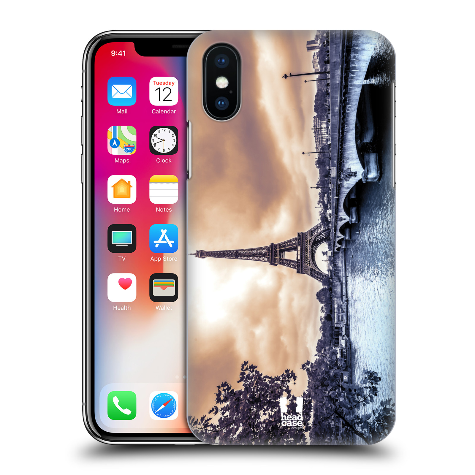 HEAD CASE plastový obal na mobil Apple Iphone X / XS vzor Panoramata měst horizontální foto DEŠTIVÝ DEN V PAŘÍŽI, FRANCIE