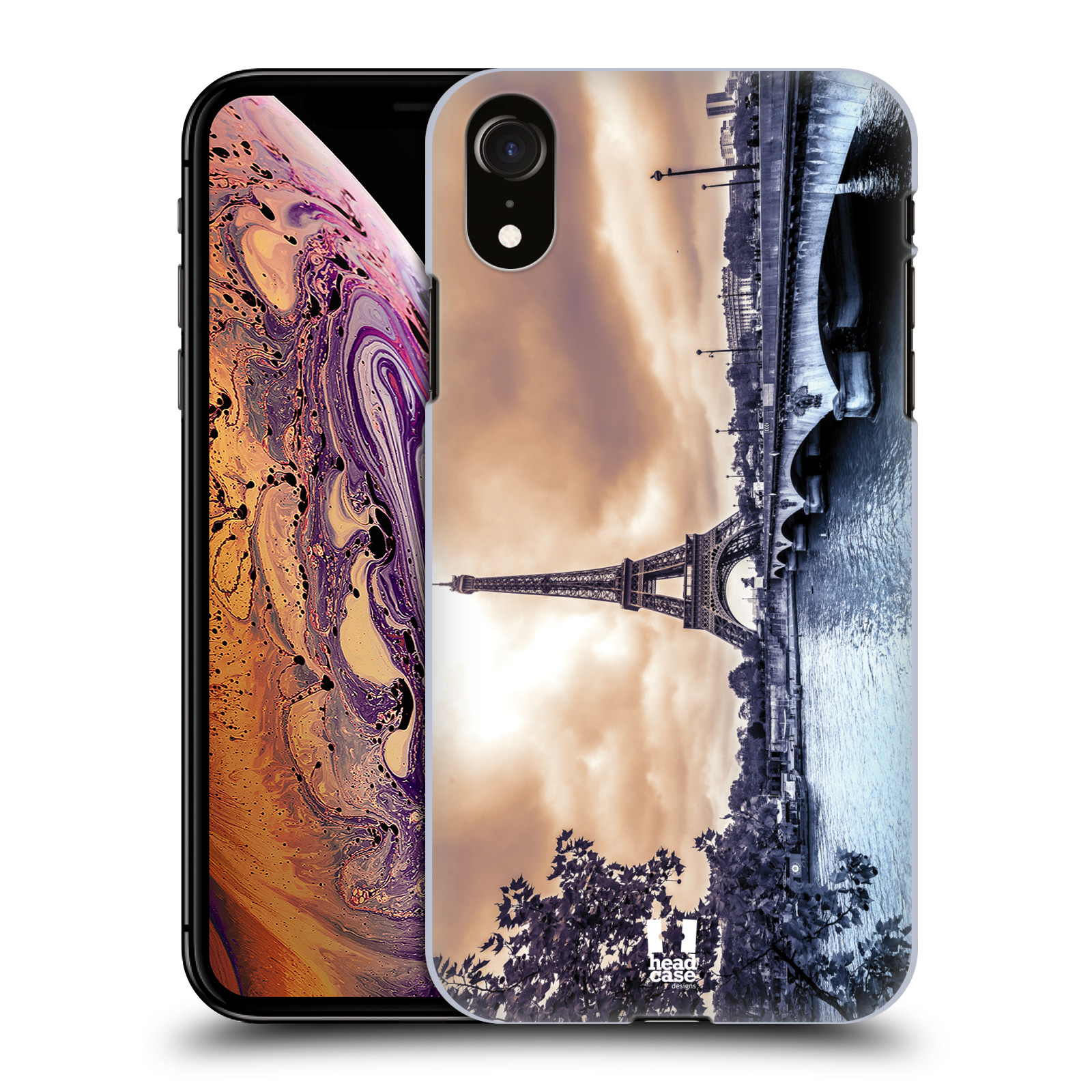 HEAD CASE plastový obal na mobil Apple Iphone XR vzor Panoramata měst horizontální foto DEŠTIVÝ DEN V PAŘÍŽI, FRANCIE