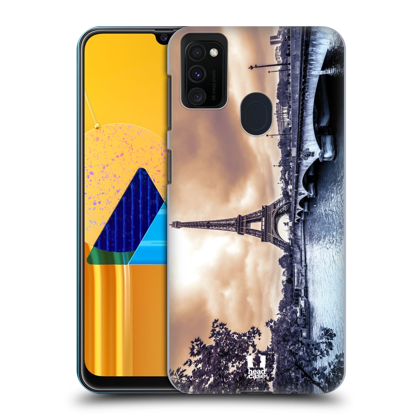 Zadní kryt na mobil Samsung Galaxy M21 vzor Panoramata měst horizontální foto DEŠTIVÝ DEN V PAŘÍŽI, FRANCIE